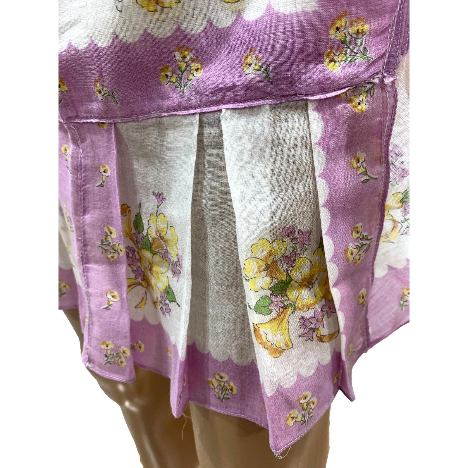 Vintage 50s Mid Century Lilac Floral Kitchen Apron Size ONE SIZE - 5 Thumbnail