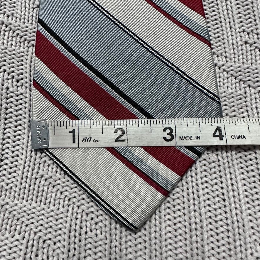 Saks Fifth Avenue Vintage Saks 5th Ave maroon and gray striped silk tie Size ONE SIZE - 5 Thumbnail