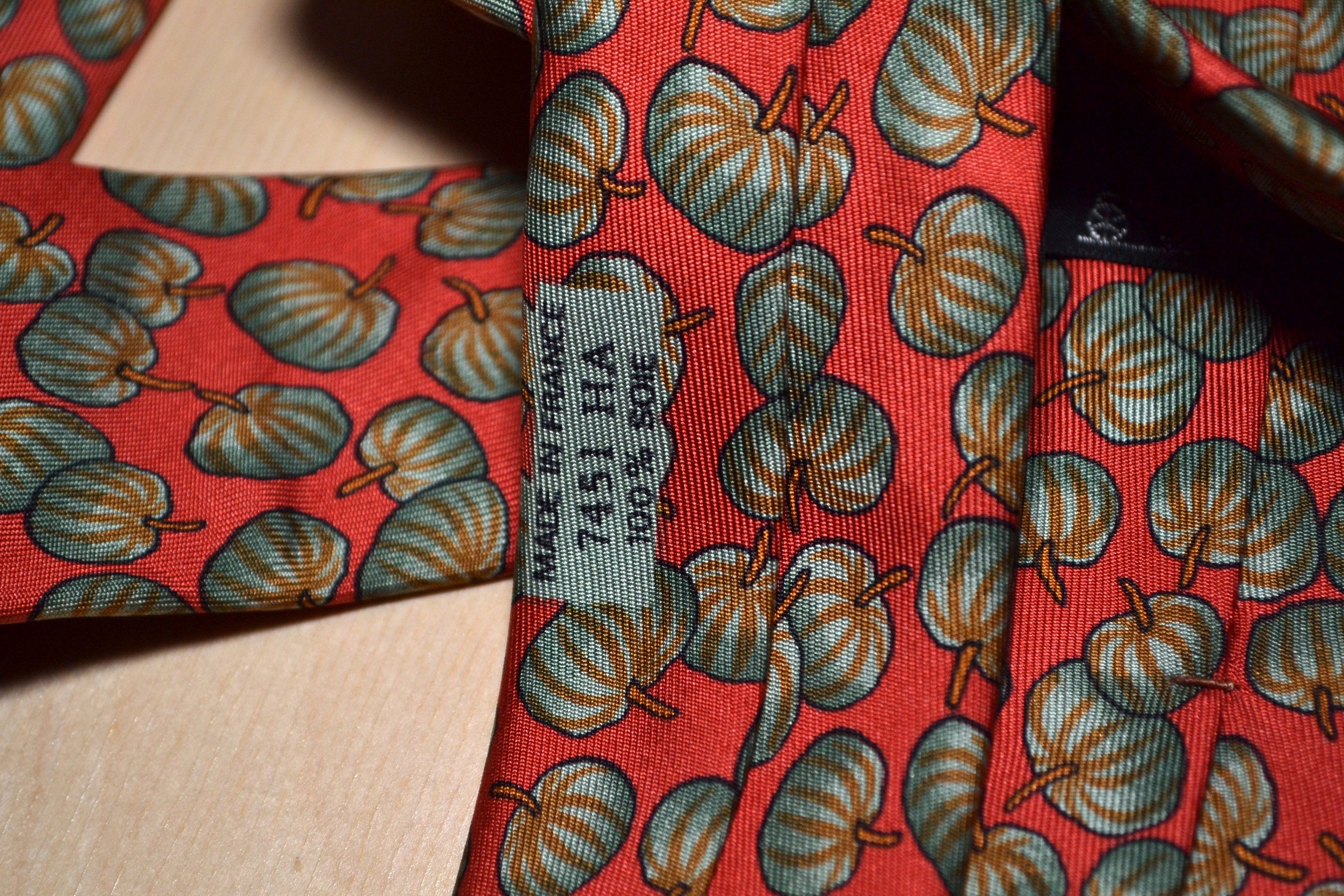 Hermes Hermes Pumpkin Orange Halloween 100% Silk Tie Made in France Size ONE SIZE - 7 Thumbnail