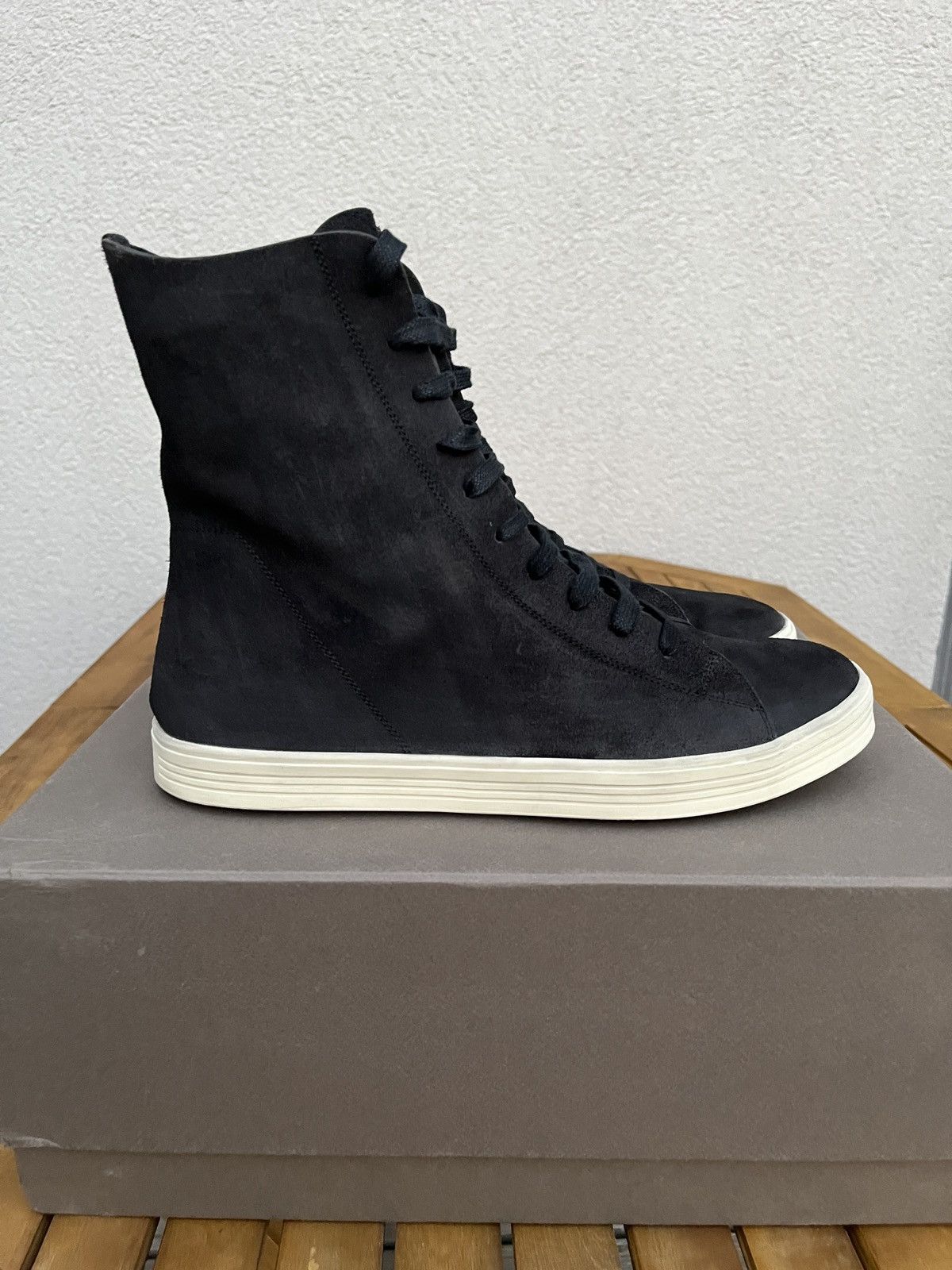 Rick Owens *RARE*Rick Owens Mastodon High Top Sneaks EU44 Black Ramones |  Grailed