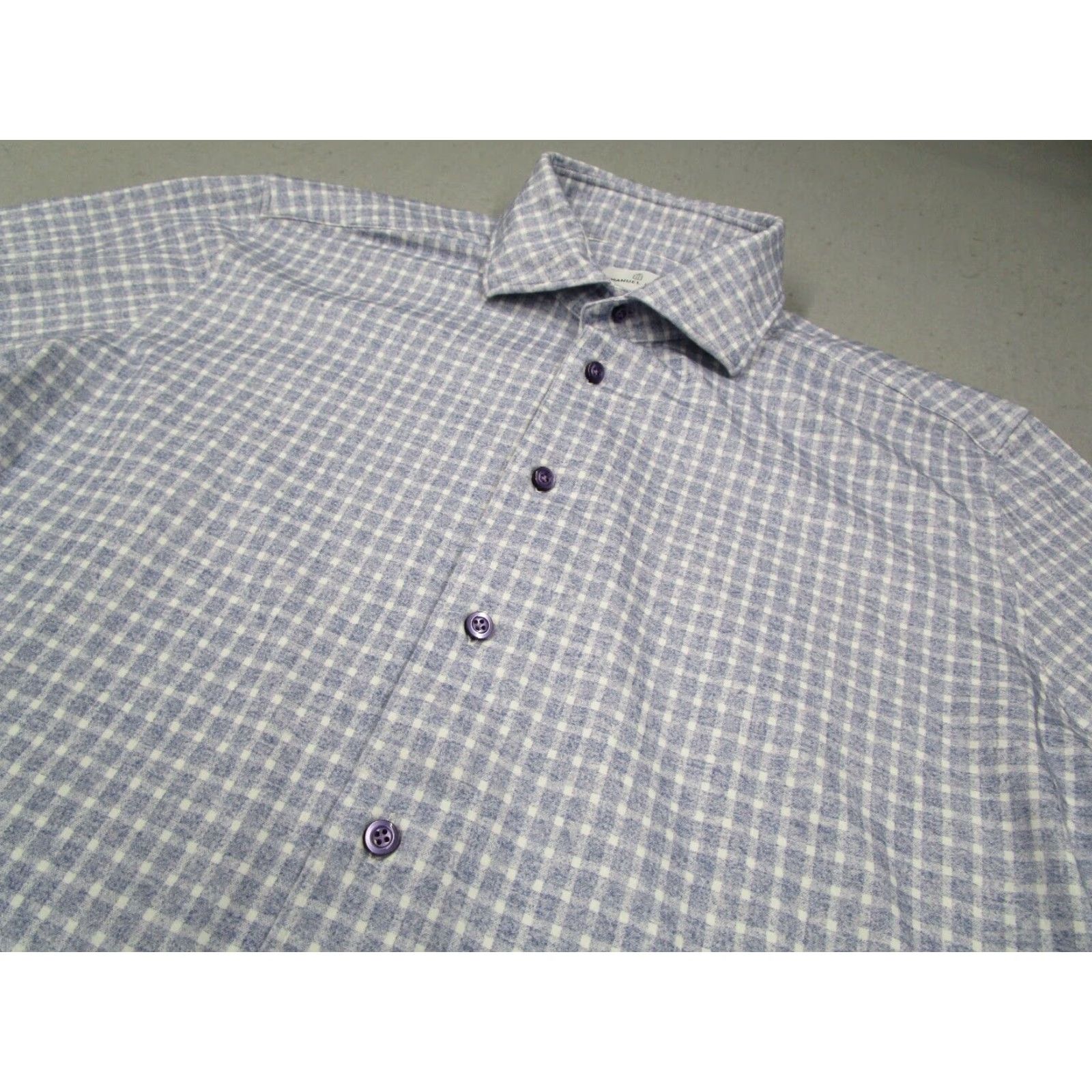 Vintage Emanuel Berg Blue Check Mens Dress Shirt Medium 16 Modern Fit Long Sleeve Button Up Size US M / EU 48-50 / 2 - 2 Thumbnail