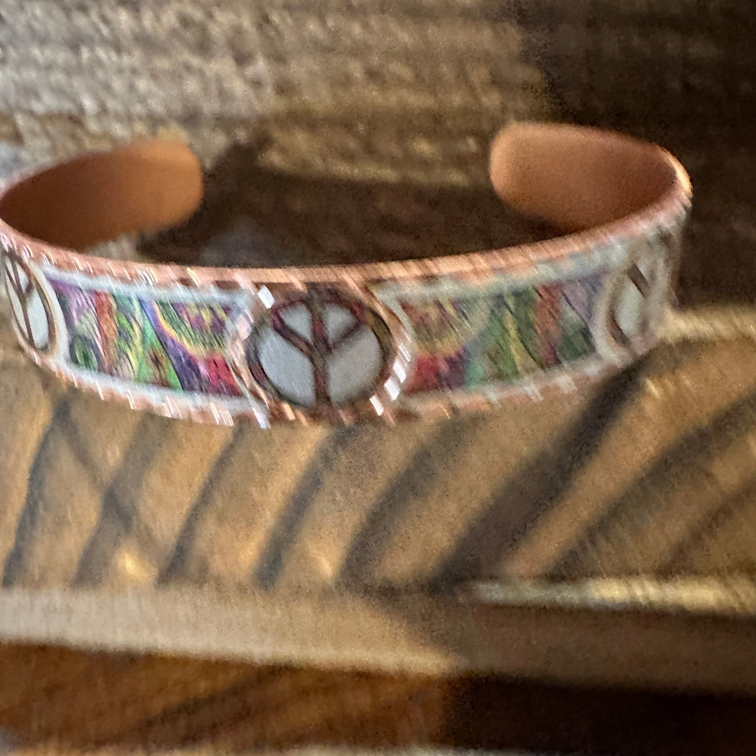 Other Handmade Boho Copper Narrow Cuff Bracelet, Diamond Cut Hippi Size ONE SIZE - 9 Thumbnail