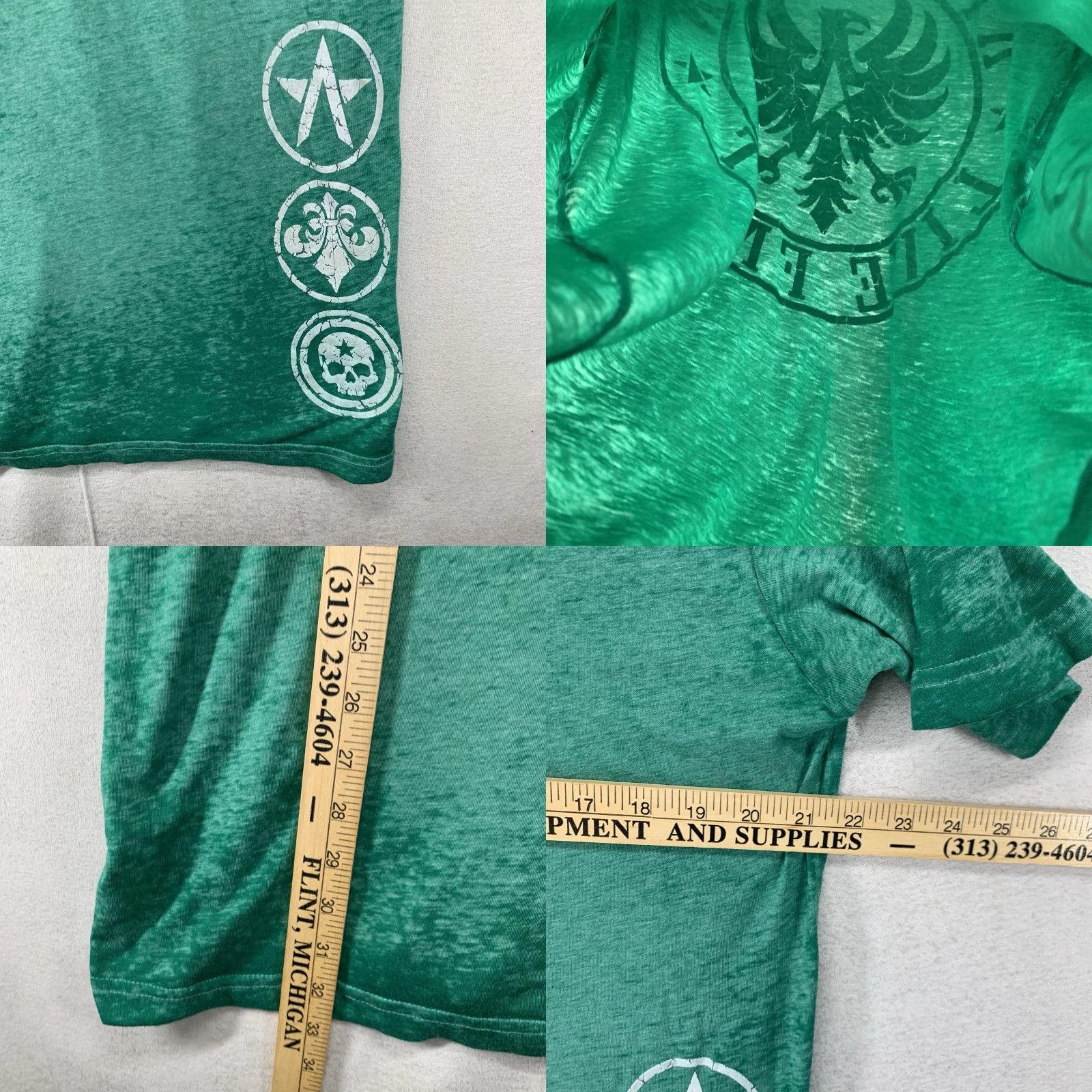 Affliction VINTAGE Affliction T Shirt XL Green Eagle Crest USA Crew Neck Short Sleeve Graphic Print Men’s Size US XL / EU 56 / 4 - 9 Thumbnail