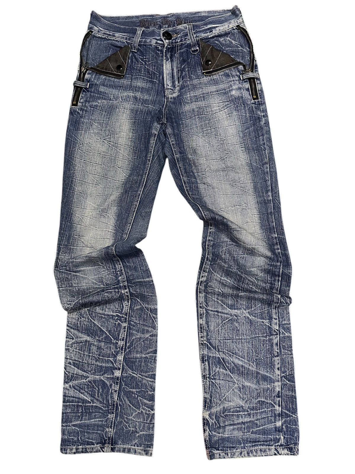 Japanese Brand 💥 Double Waist💥 skuLl Denim Blow By Blue Crazy Mudwash💥 Size US 30 / EU 46 - 3 Thumbnail