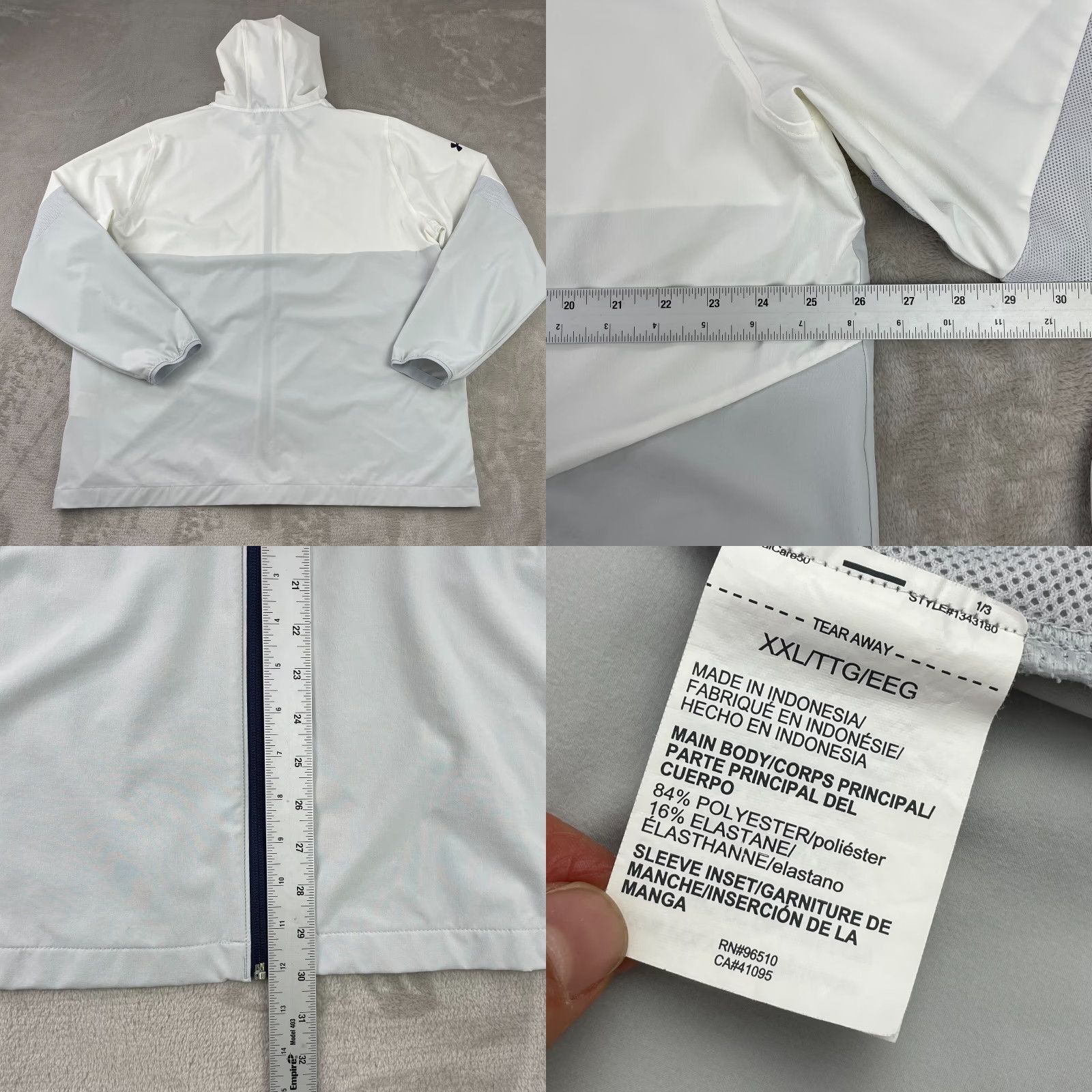 Under Armour Under Armour UA Squad Warm Up Jacket Men 2XL White ColorBlock Full Zip Hood Jacket Size US XXL / EU 58 / 5 - 9 Thumbnail