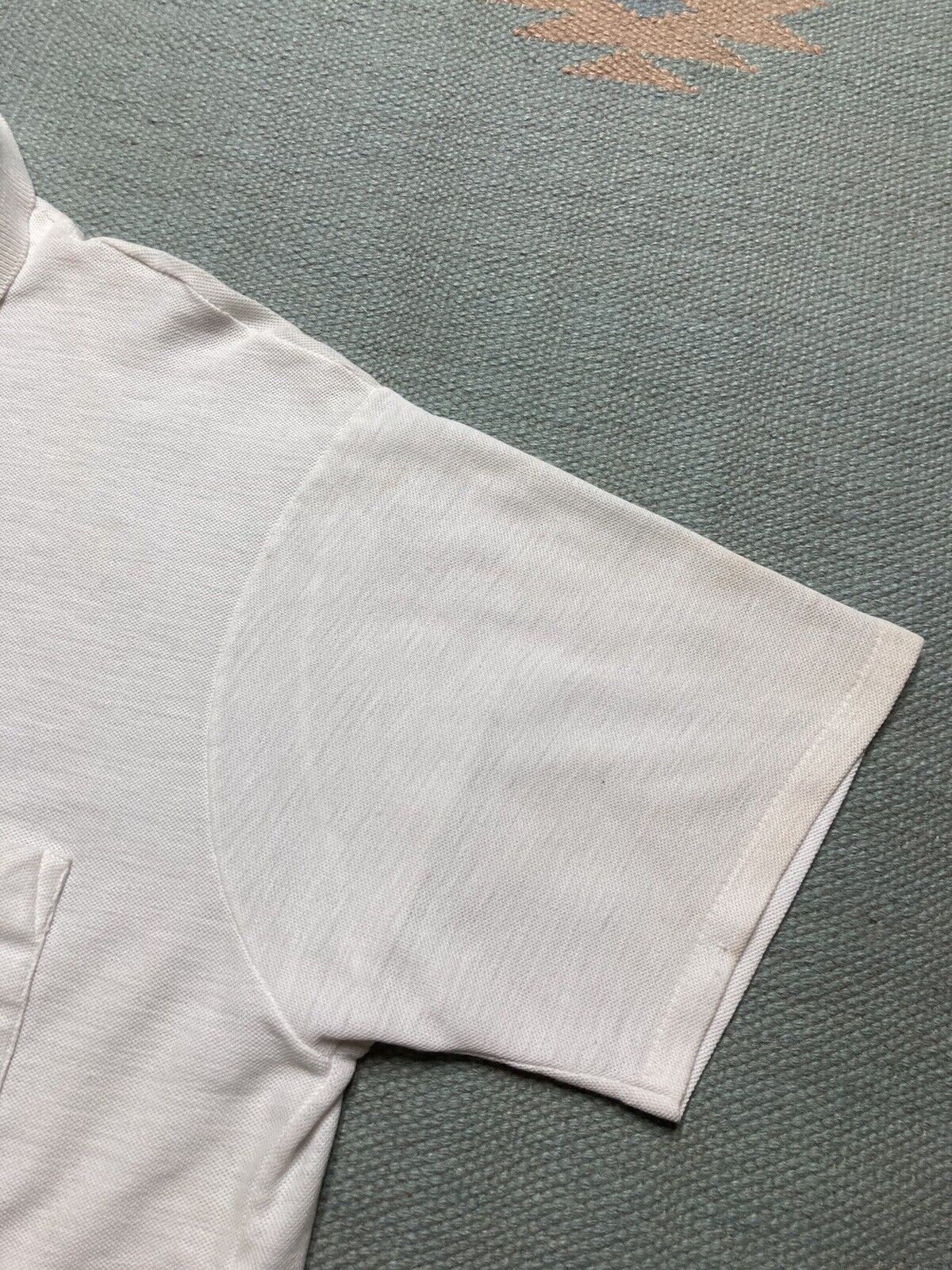 Vintage VTG 70s polo shirt blank white soft thin worn adult large Size US L / EU 52-54 / 3 - 7 Thumbnail