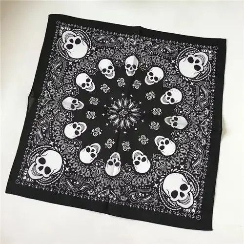 Other 3pcs Printed Skull Square Cotton Bandanas Size ONE SIZE - 3 Thumbnail