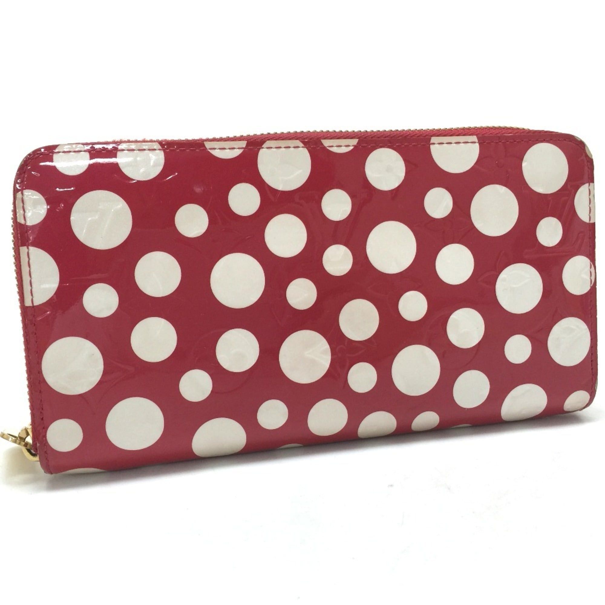 LOUIS VUITTON M91572 Vernis Dot Infinity Zippy Wallet Women's Patent Leather Long Red Rouge