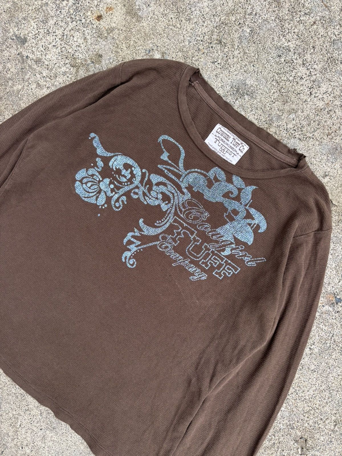 Vintage Cowgirl thermal graphic long sleeve top Size XL / US 12-14 / IT 48-50 - 2 Thumbnail