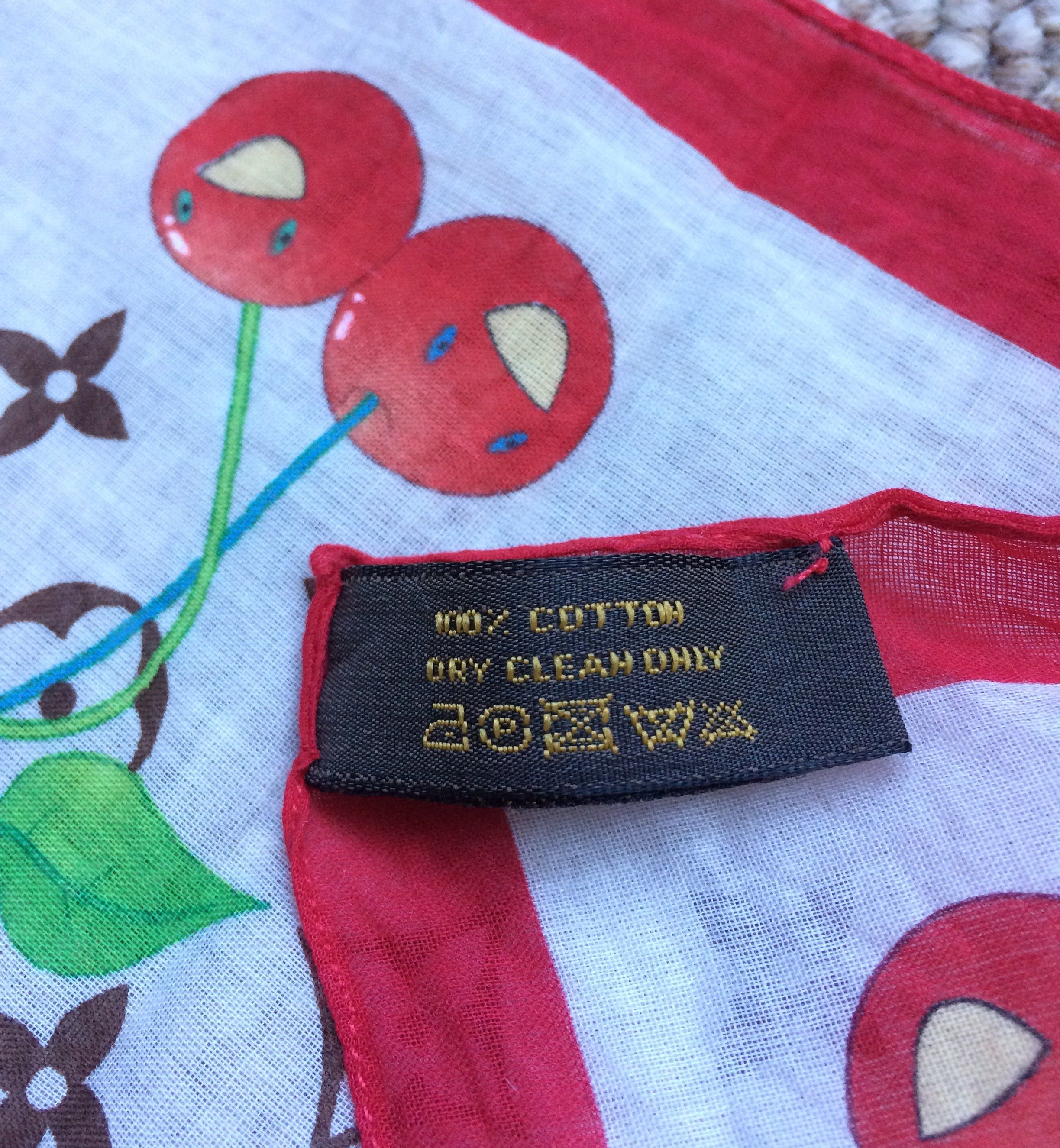 Louis Vuitton × Takashi Murakami S/S 2005 Louis Vuitton Murakami Cherries Monogram Scarf Size ONE SIZE - 8 Thumbnail