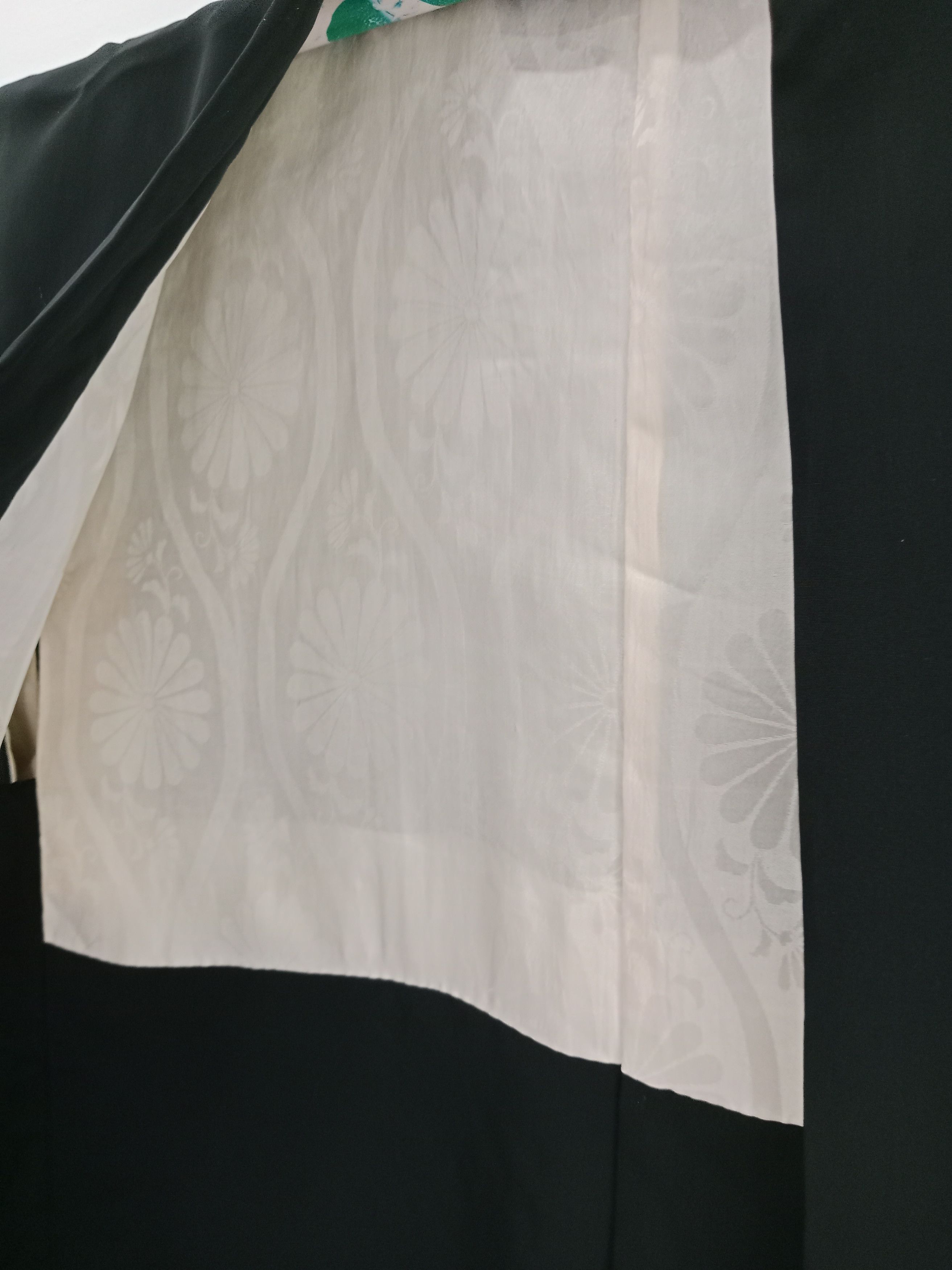 Japanese Brand Vintage Black Haori Kimono Flower Motif Size ONE SIZE - 7 Thumbnail