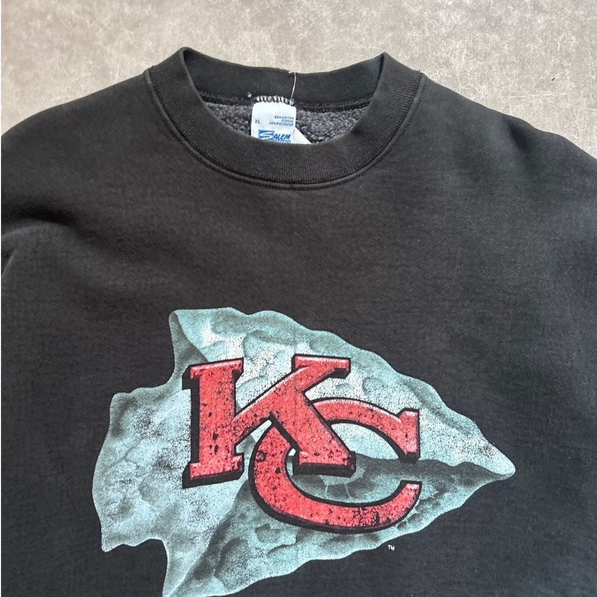 Salem Sportswear 90s Vintage Kansas City Chiefs Arrowhead Black Crewneck -XL Size US XL / EU 56 / 4 - 3 Thumbnail