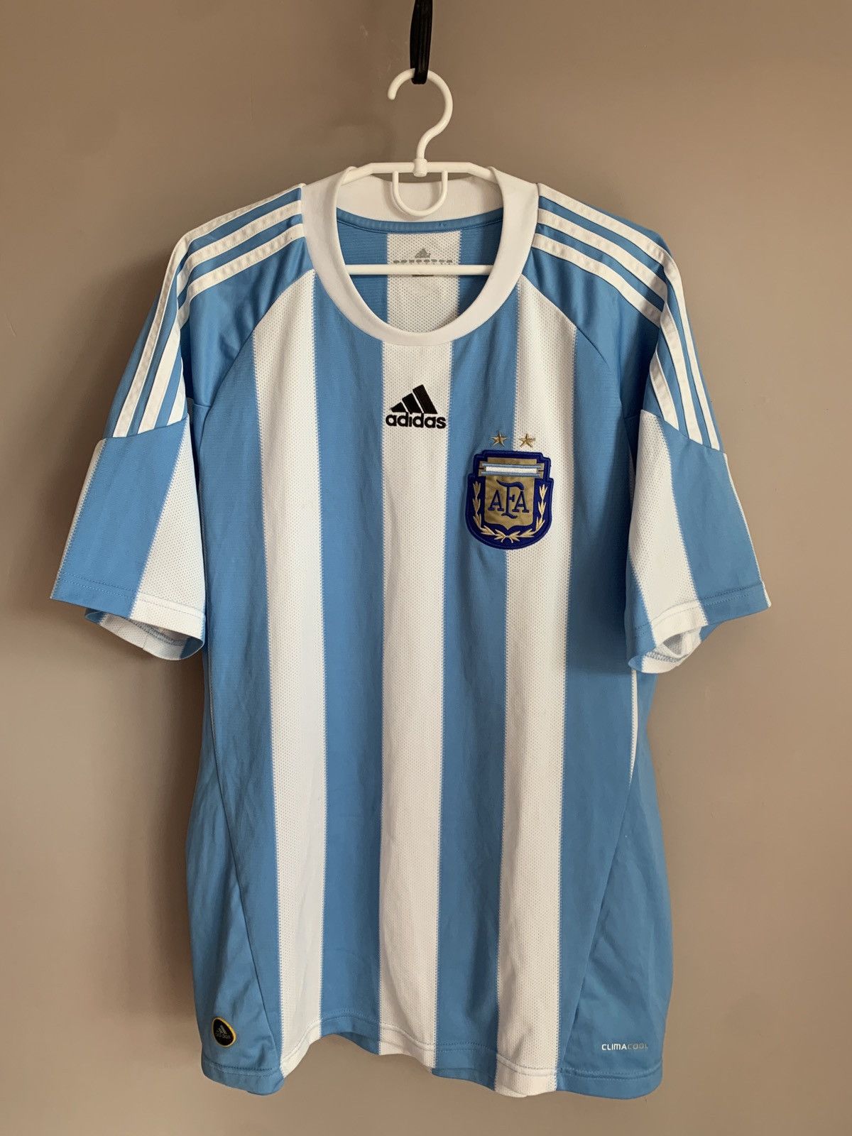 Argentina 2010 World Cup Home Football Shirt Adidas Jersey L