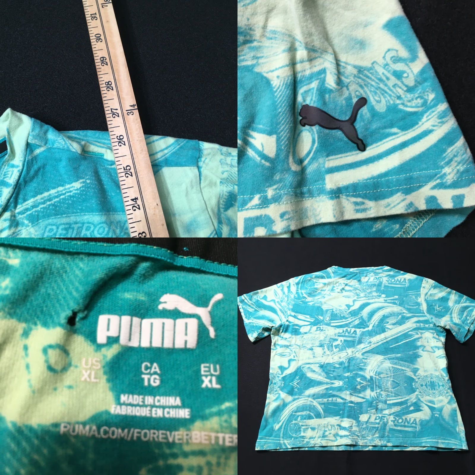Puma PUMA BENZ LOGO AMG T-Shirt Mens XL Green All Over Print Size US XL / EU 56 / 4 - 8 Thumbnail