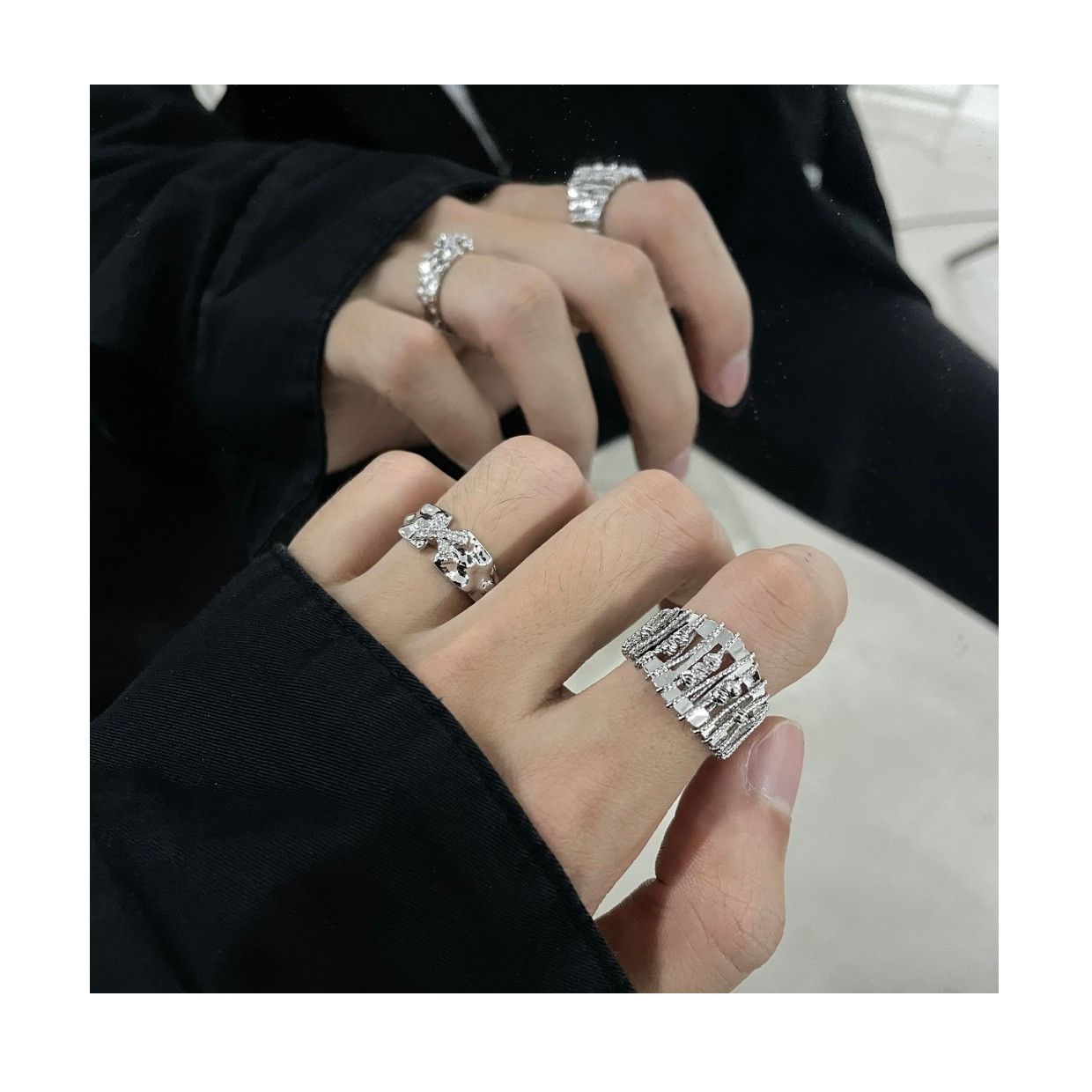 Jewelry Vintage Jewelry Rings Open Size Chrome Ring (Size 7-13) Size ONE SIZE - 5 Thumbnail