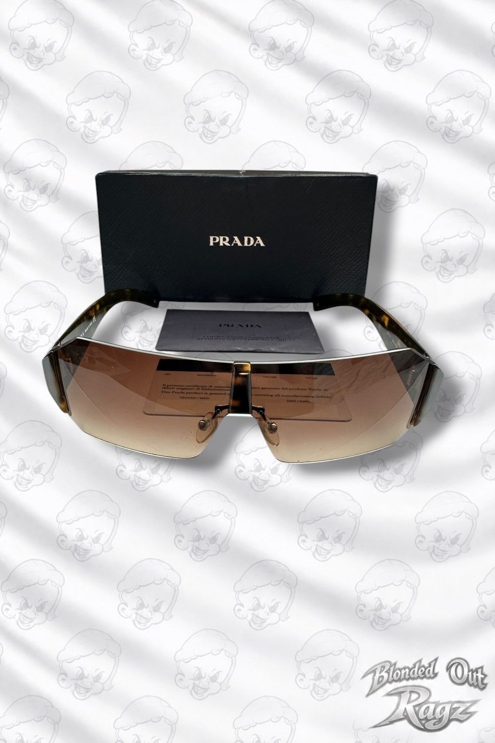 Prada Prada Brown/Black SPR01L Silver Tab Unisex Sunglasses Size ONE SIZE - 1 Thumbnail