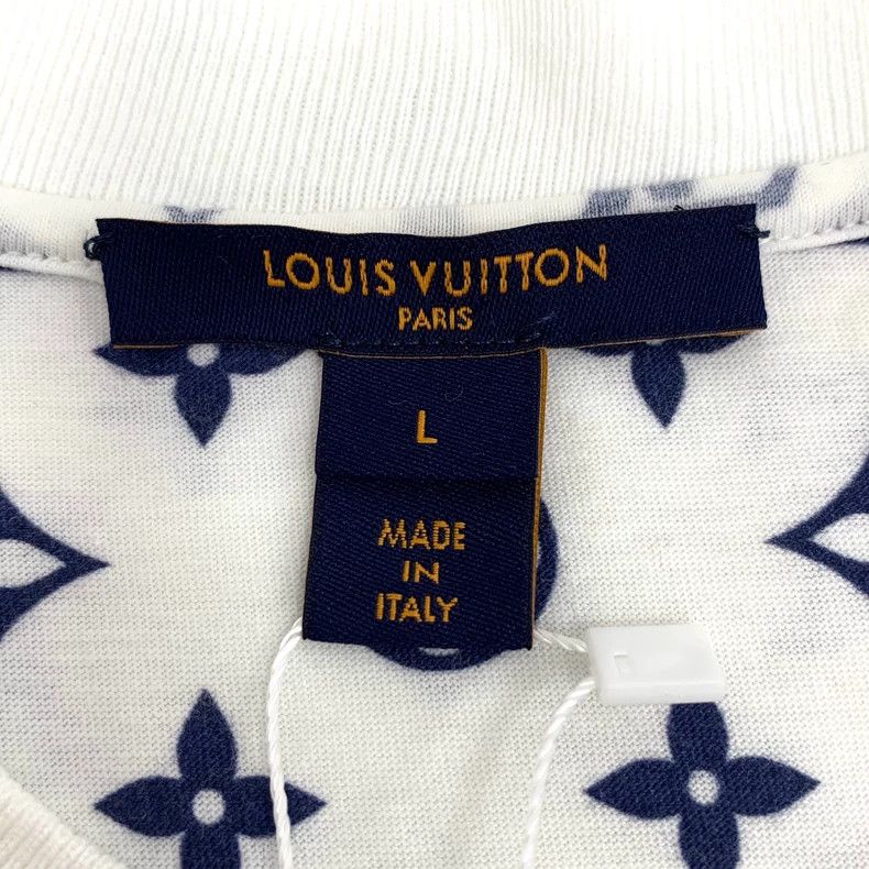 Louis Vuitton Louis Vuitton White logo full-print cotton crewneck short- Size L / US 10 / IT 46 - 5 Thumbnail
