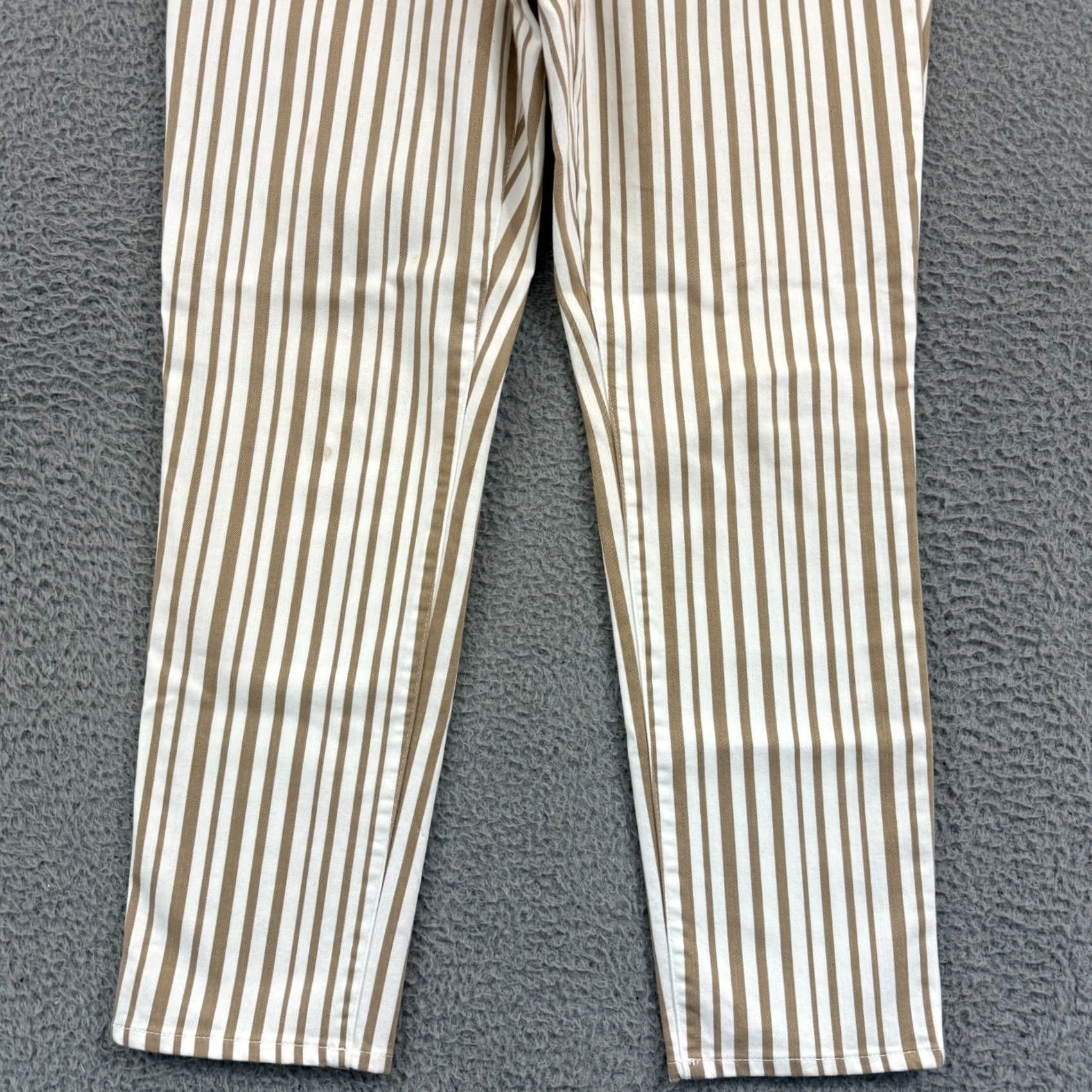 Vintage Chico's Pants Womens 1 So Slimming Girlfriend Ankle 32x30 Tan Striped Stretch Zip Size 25" / US 0 / IT 36 - 2 Thumbnail