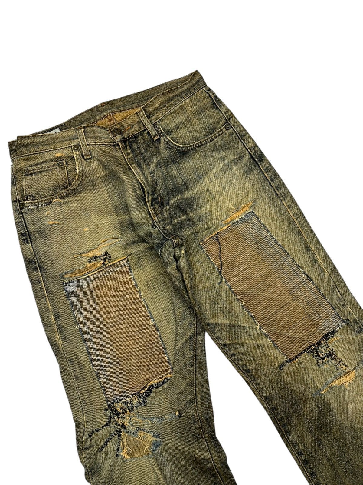 Kapital Edwin Earthy Muddy Wash Destroyed Patchwork Jeans Size US 30 / EU 46 - 4 Thumbnail