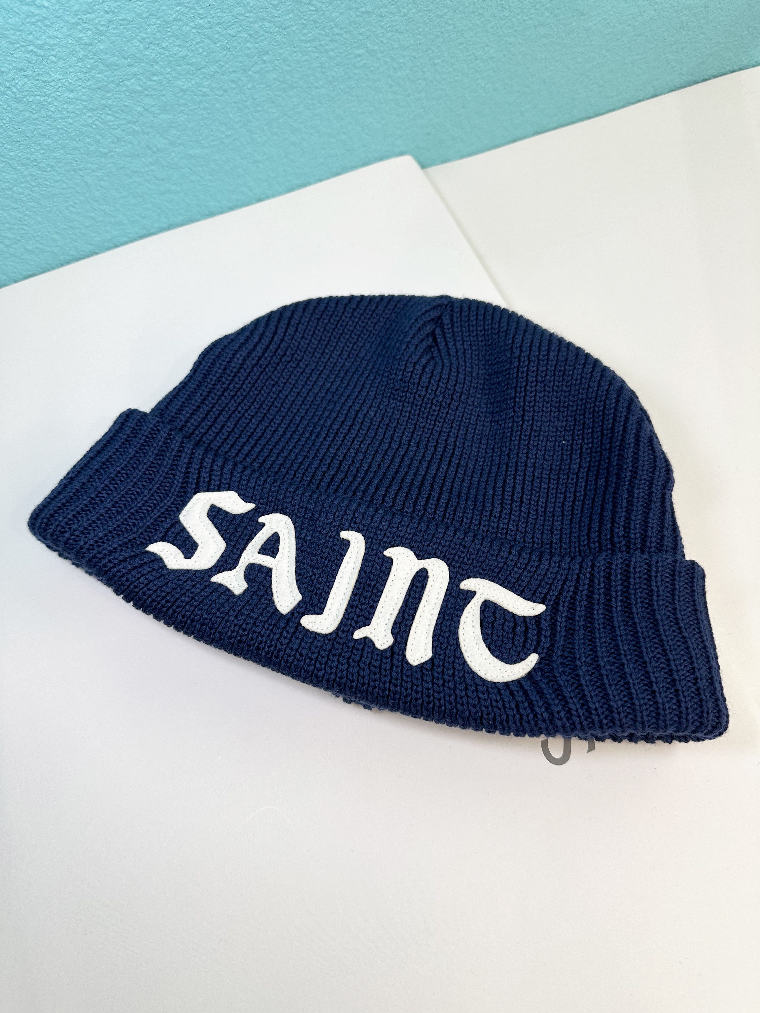 Saint Michael Saint Mxxxxxx knit beanie navy Size ONE SIZE - 3 Thumbnail