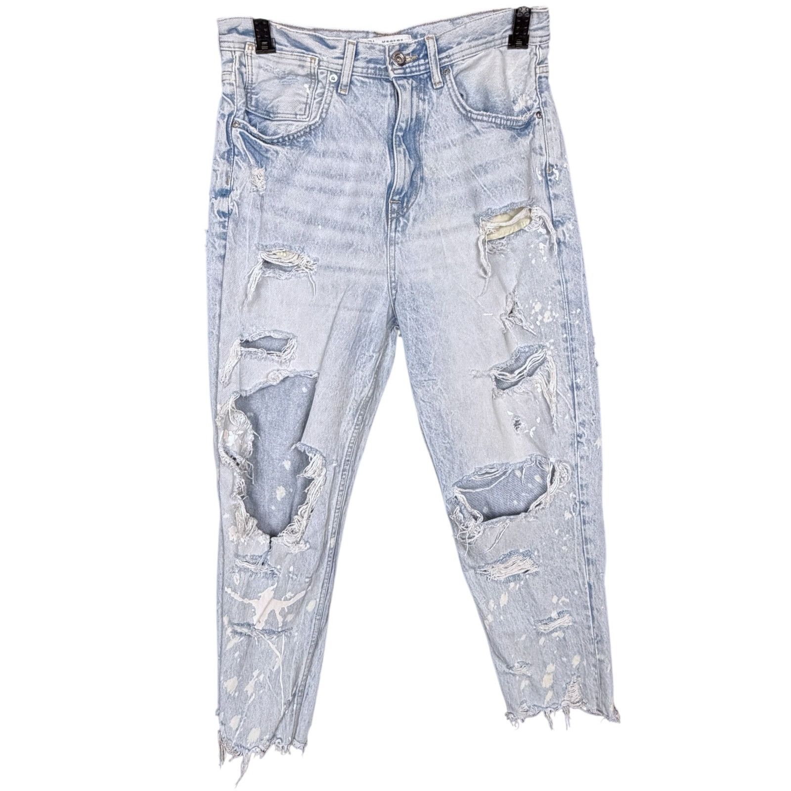 Zara Zara Destroyed Distressed Cropped Light Jeans Women's 30x25 Size 30" / US 8 / IT 44 - 10 Thumbnail