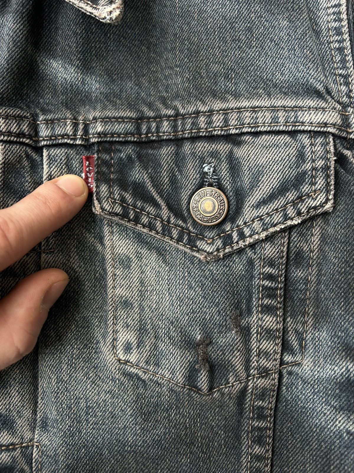 Levi's L.G.B Style Levi’s 73695 Distressed Y2K Full Zip Trucker Size M / US 6-8 / IT 42-44 - 14 Thumbnail