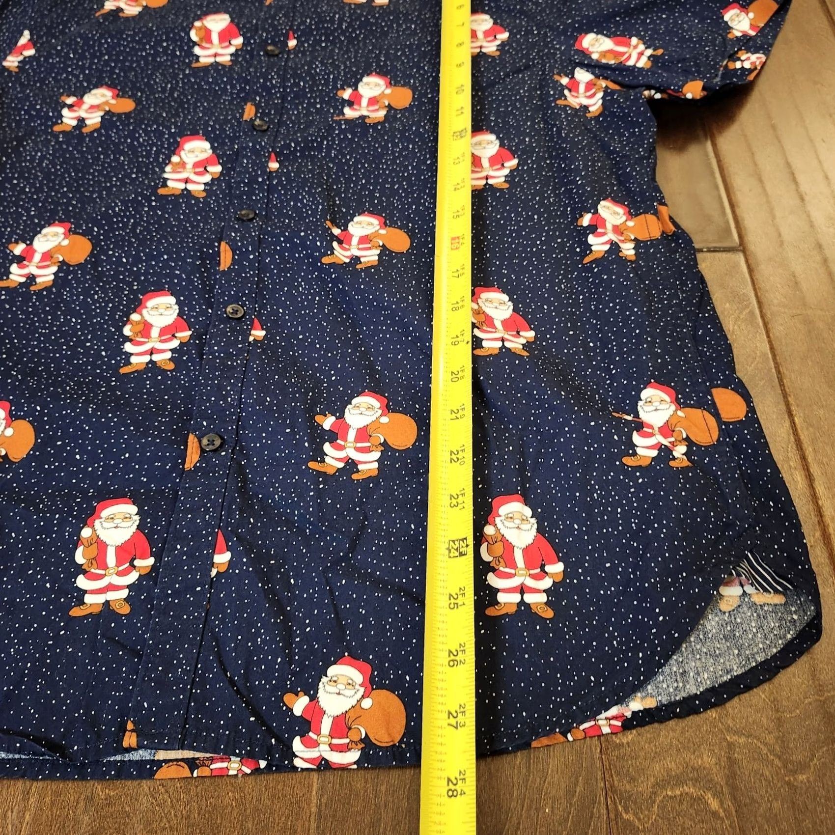 Denime Denim & Flower Button-Down Short Sleeves Santa Claus Graphic Print Denim Shirt Mens Large Blue Size US 33 - 7 Thumbnail