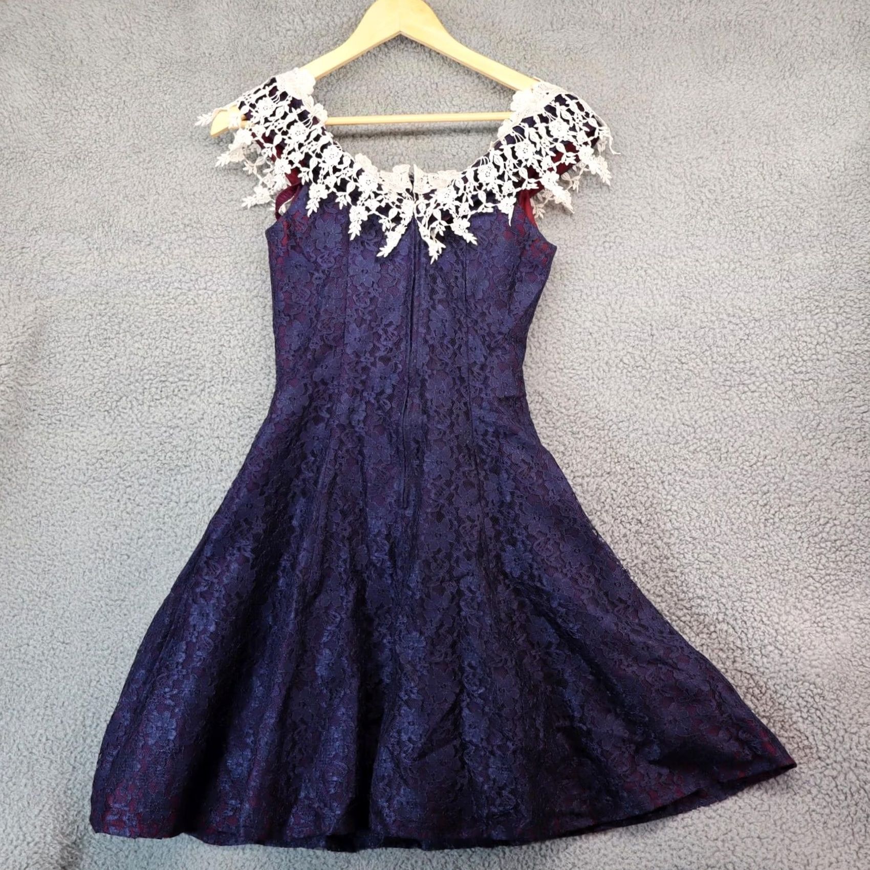 Vintage VINTAGE Notorious Dress sz 3 80s Party Prom Sheath Lace Blue Cotton Midi Women Size S / US 4 / IT 40 - 8 Thumbnail