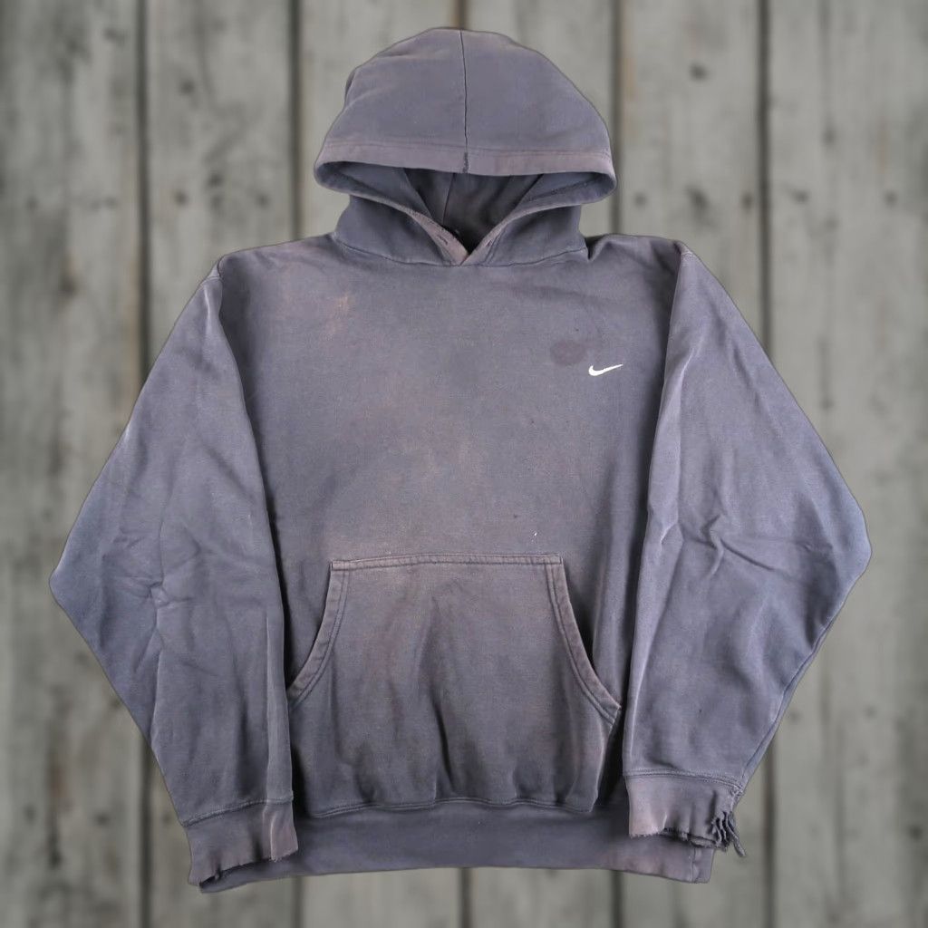 Nike VINTAGE Nike Hoodie Mini Swoosh Faded Blue L Large Pullover Mens Size US L / EU 52-54 / 3 - 1 Thumbnail