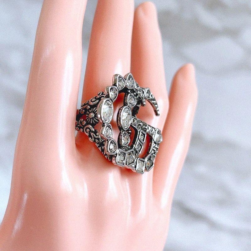 Gucci Gucci Mamont Crystal GG Doubling Ring Size ONE SIZE - 12 Thumbnail