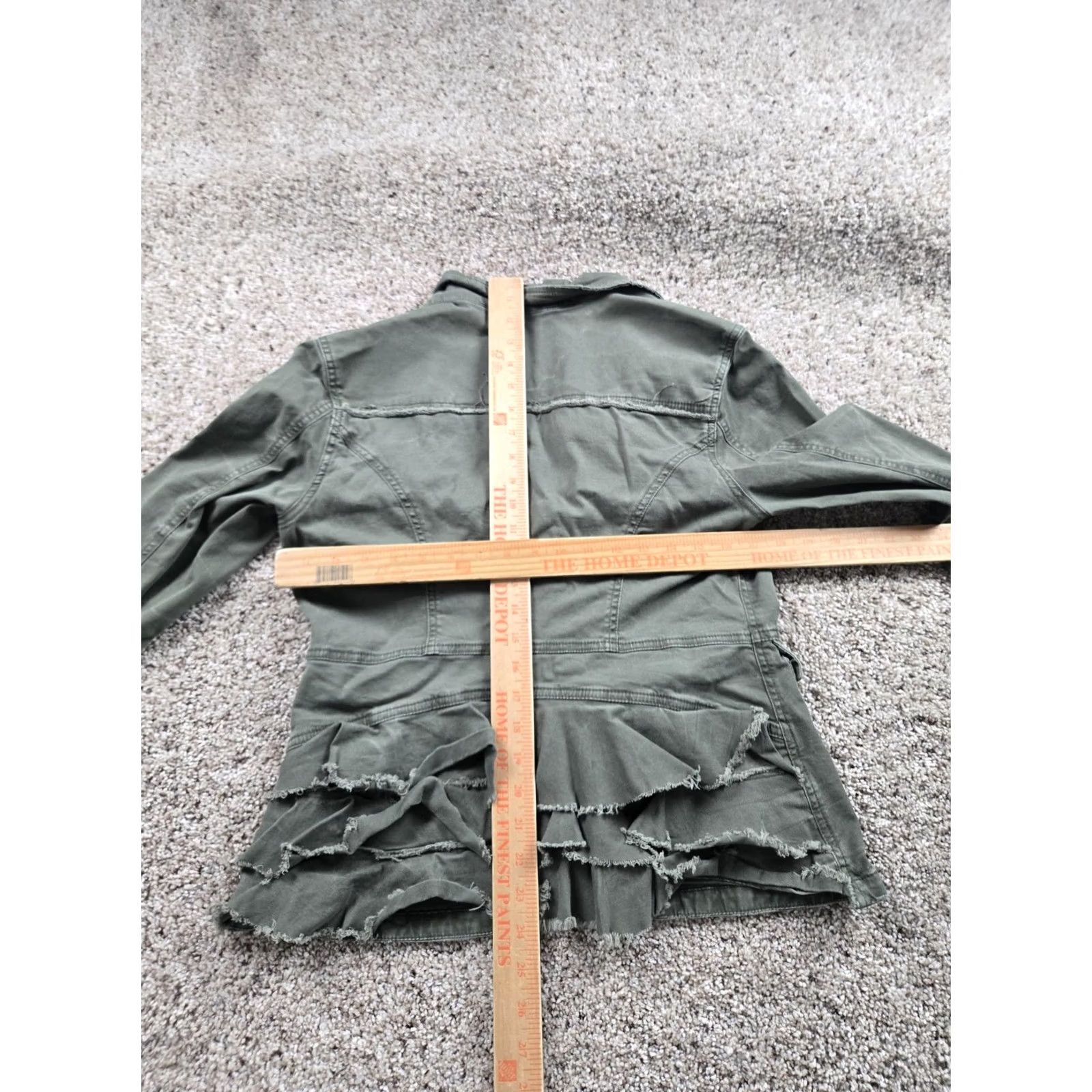 Free People Free People Jacket Womens S Green Military Ruffle Peplum Twill Button Front Size S / US 4 / IT 40 - 7 Thumbnail