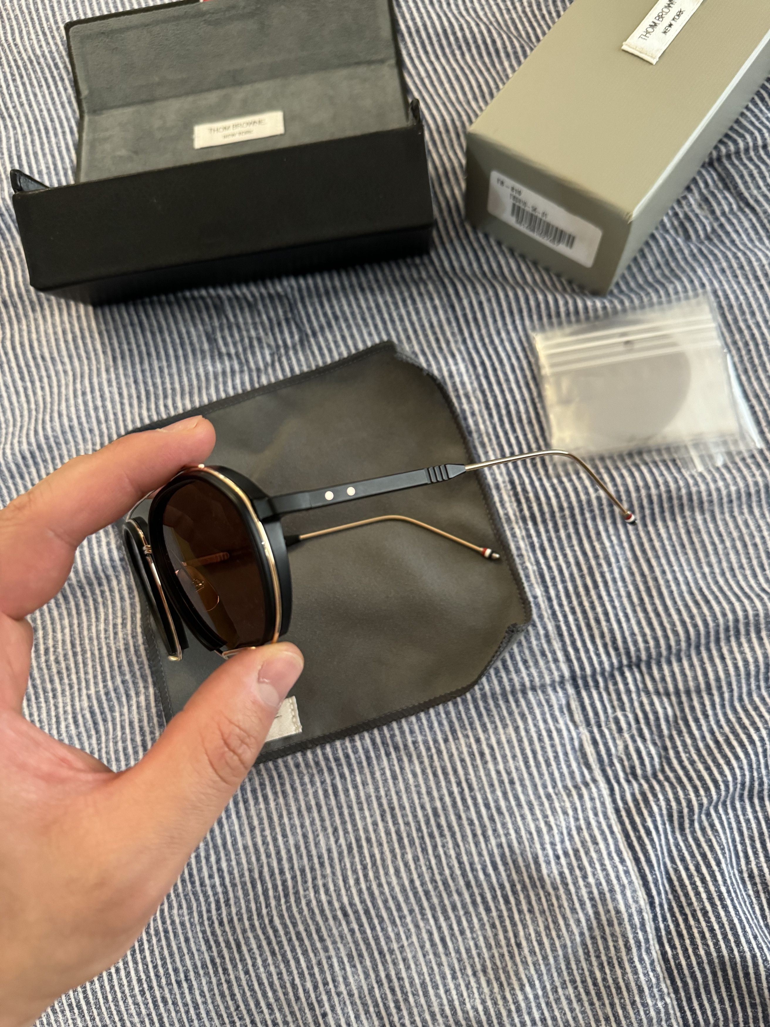 Thom Browne Black/Gold Aviator Sunglasses Size ONE SIZE - 5 Thumbnail