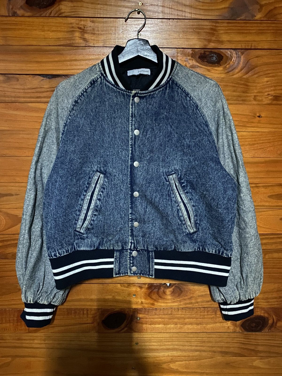 Japanese Brand Junior Sweet Anti Babys Varsity Jacket Denim Bomber by WEGO Size M / US 6-8 / IT 42-44 - 3 Thumbnail