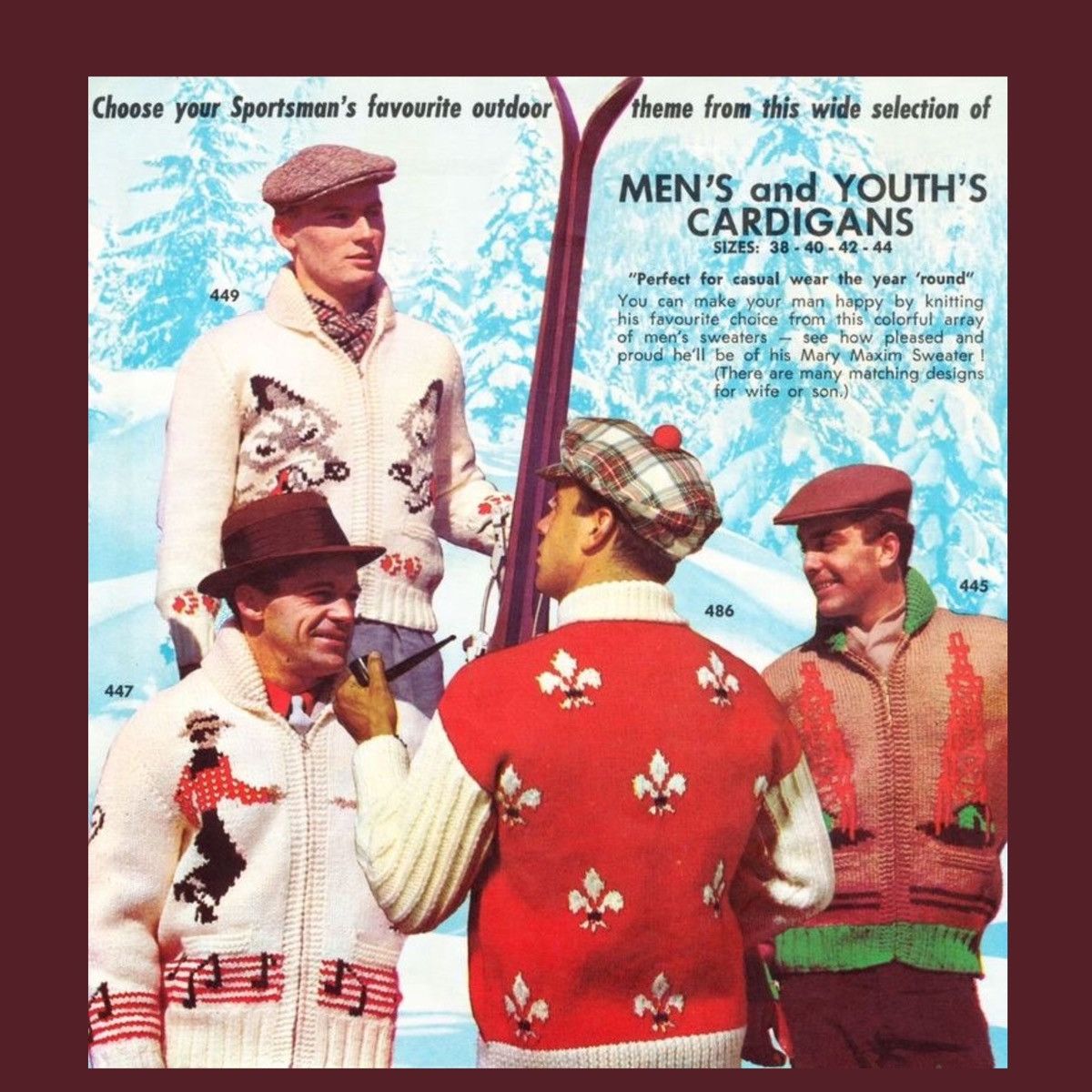 Vintage 1960s “Mary maxim’s”knitting pattern vintage sweater. Size US XL / EU 56 / 4 - 6 Thumbnail
