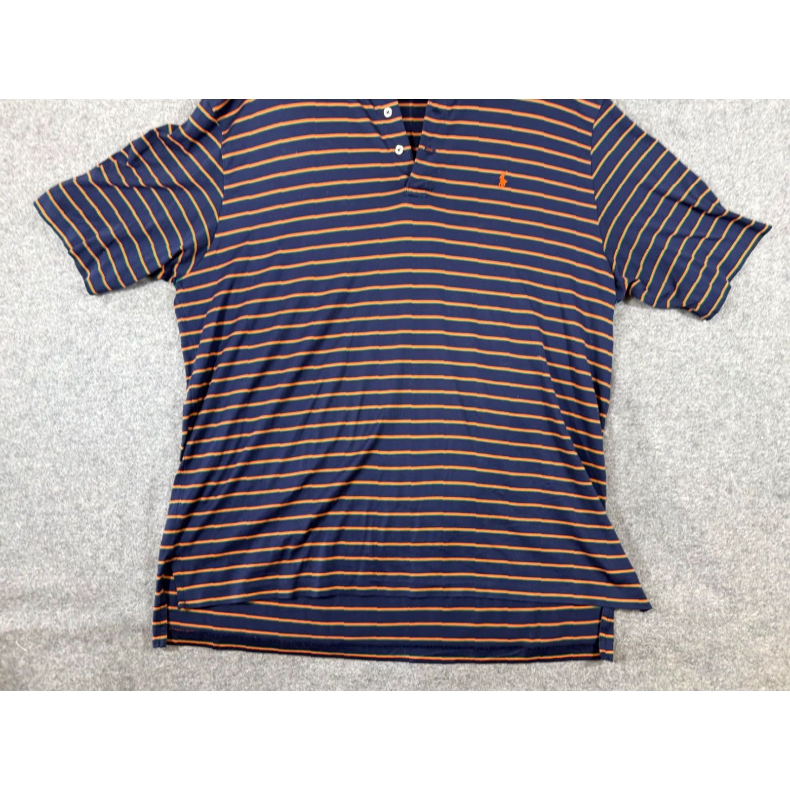 Polo Ralph Lauren Polo Ralph Lauren Polo Shirt Mens XL Blue Orange Striped Pima Cotton Performance Short Sleeve Size US XL / EU 56 / 4 - 4 Thumbnail