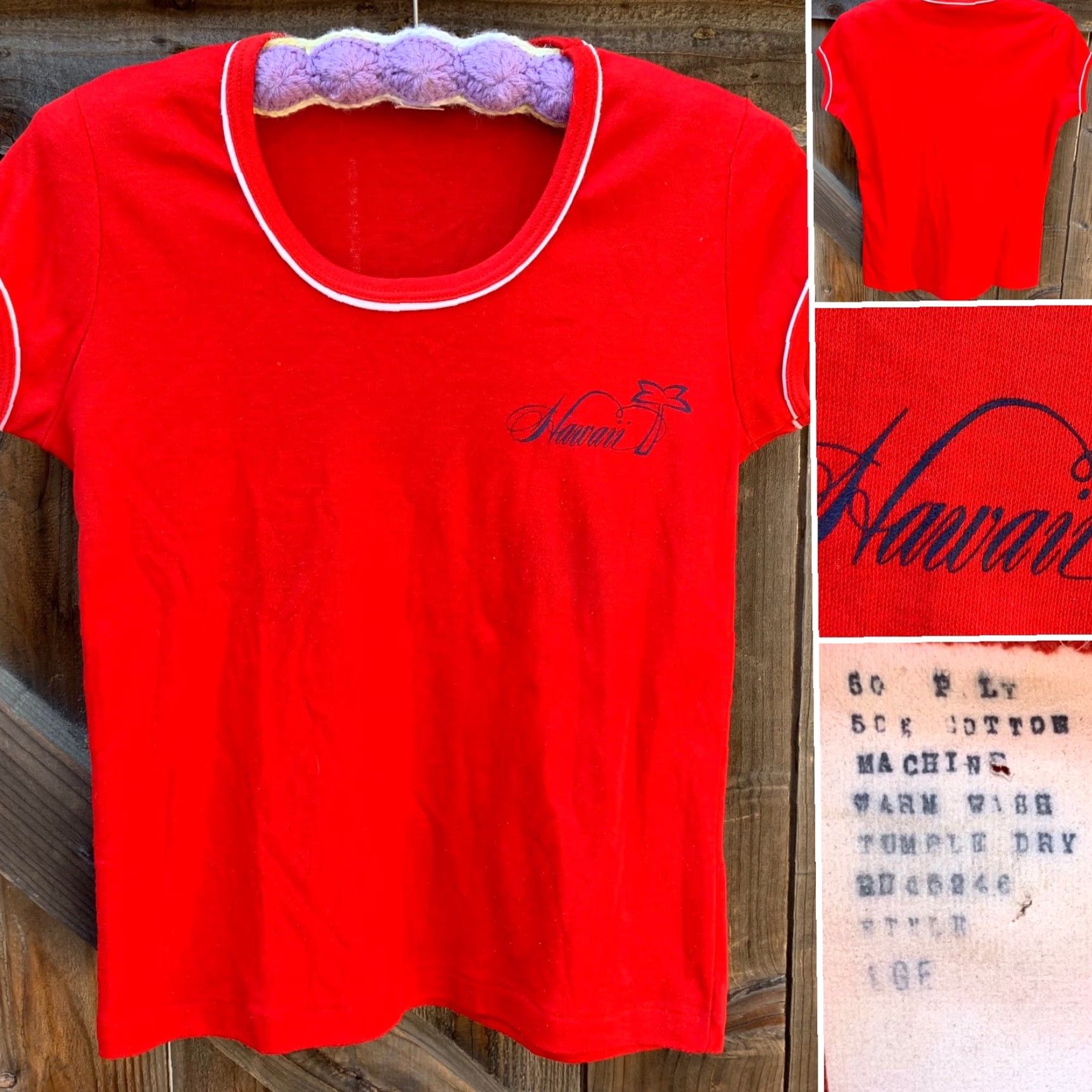 Vintage Vintage Hawaii Tee Ladies Womens T Shirt Graphic Red 1970s 1970s 1980s 50% Polyester 50% Cotton Mens? Size M / US 6-8 / IT 42-44 - 4 Thumbnail