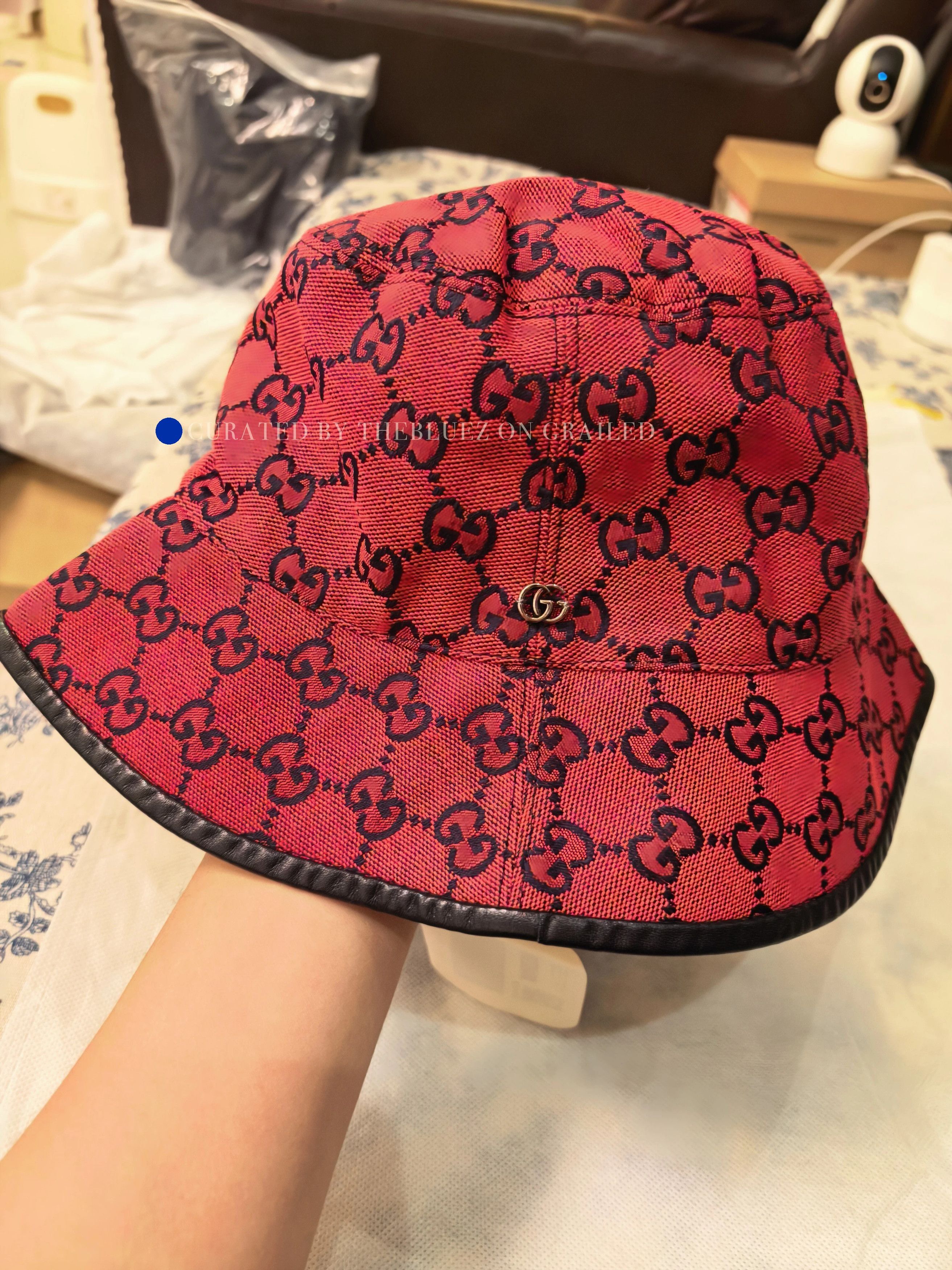 Gucci Red Full Print Logo Bucket Hat Size ONE SIZE - 1 Thumbnail
