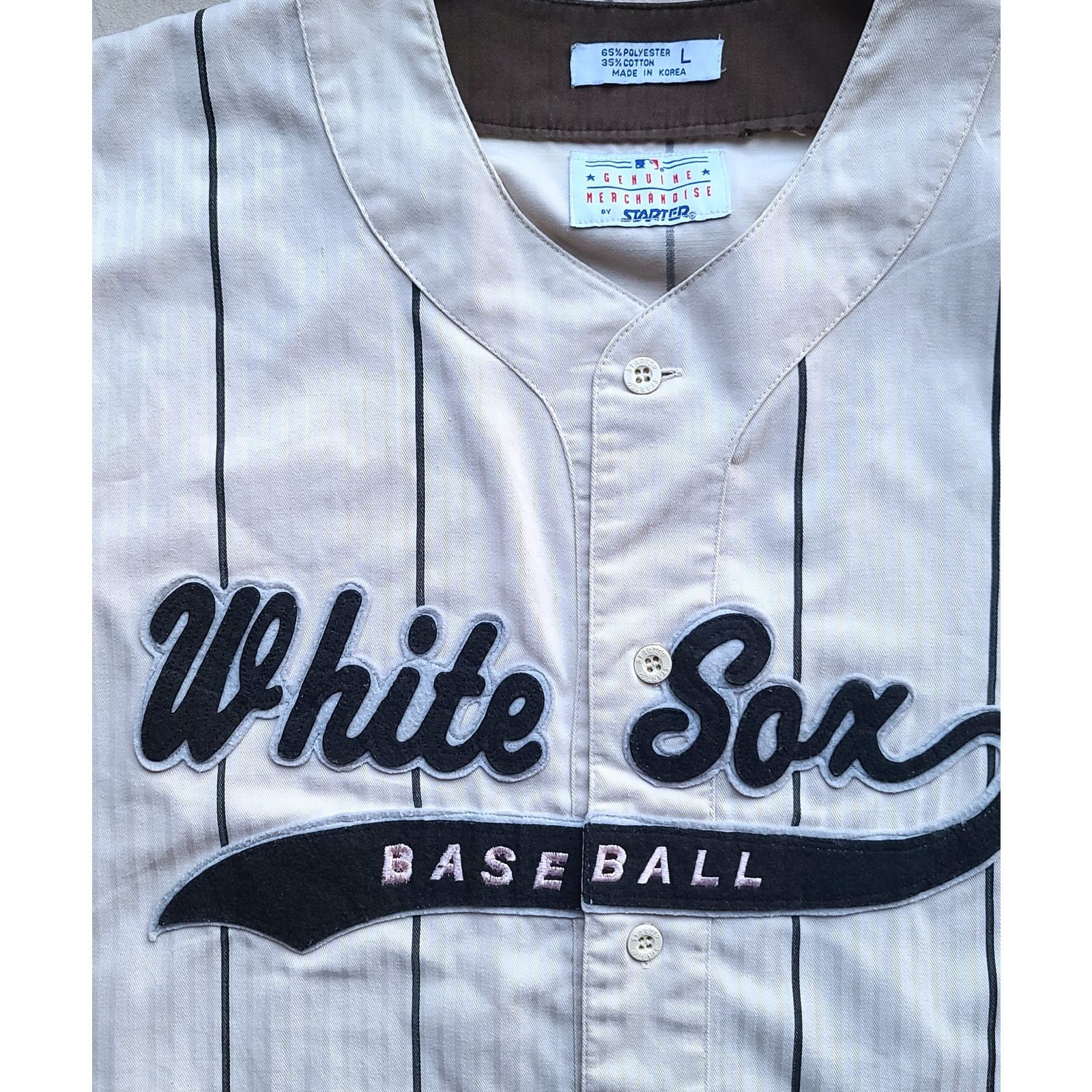MLB × Starter Chicago White Sox 90s Vest SCRIPT jersey cream Pinstripe vtg Size US L / EU 52-54 / 3 - 2 Thumbnail
