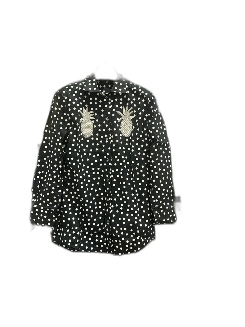 Dolce & Gabbana Black Long Sleeve Shirt with Pineapples Size US M / EU 48-50 / 2 - 1 Thumbnail