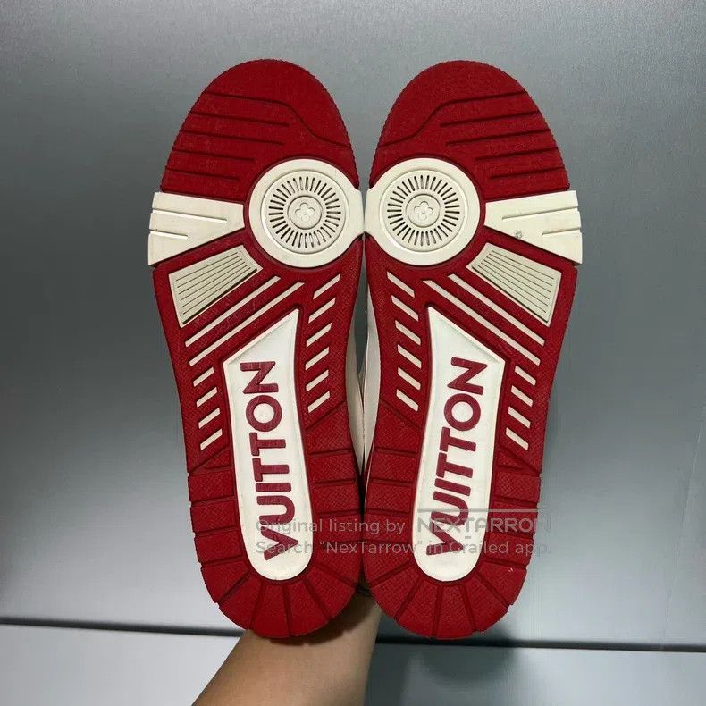 Louis Vuitton Louis Vuitton Trainer White and Red Patchwork Board Shoes Size US 8.5 / EU 41-42 - 6 Thumbnail