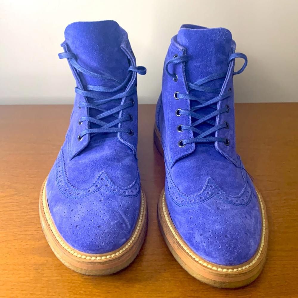 Hugo HUGO-Blue wingtip ankle boot- sz 42-Suede with leather sole Size US 8.5 / EU 41-42 - 2 Thumbnail
