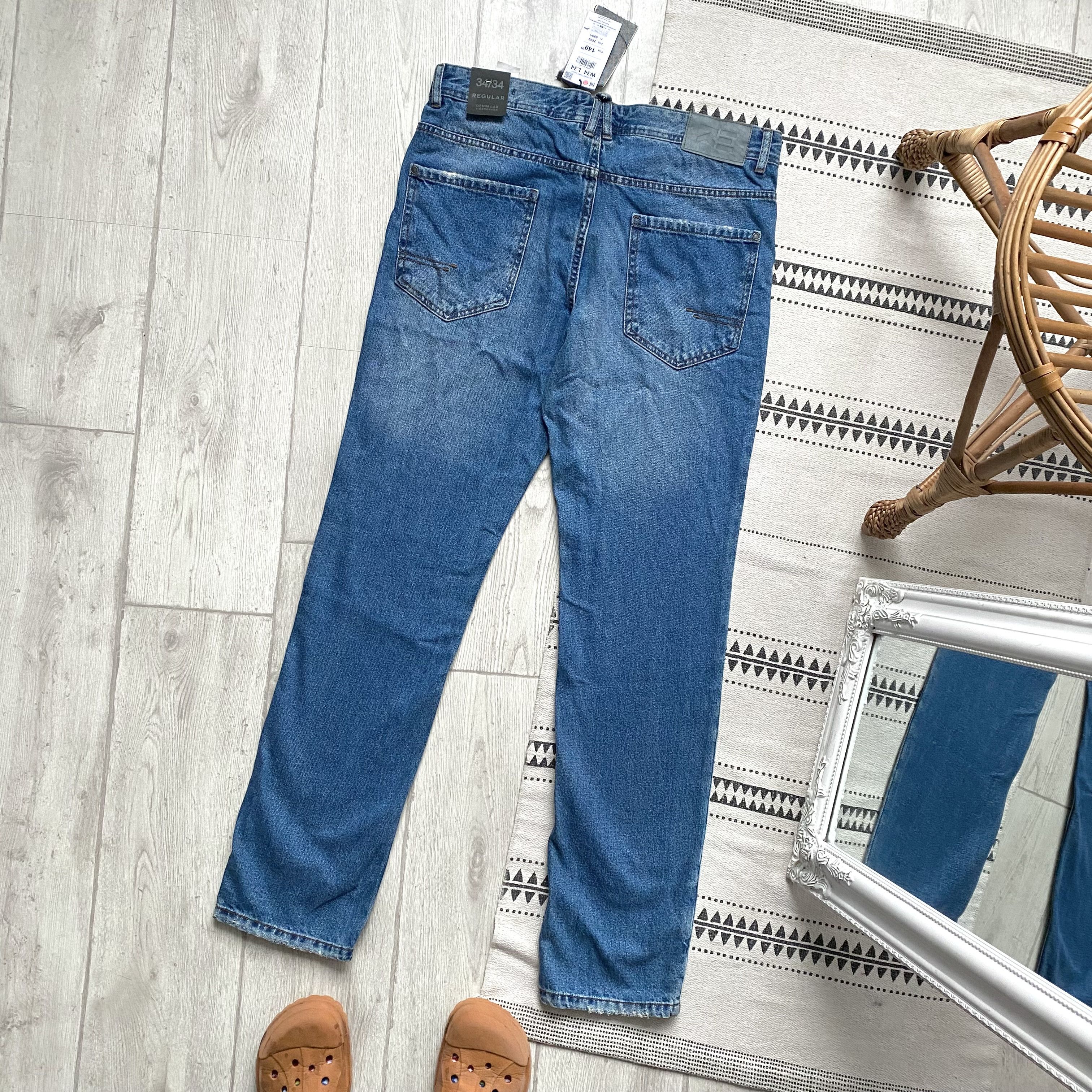 Lee Distressed Denim Faded Blue Pants Vintage lee Style Jeans Size US 33 - 5 Thumbnail