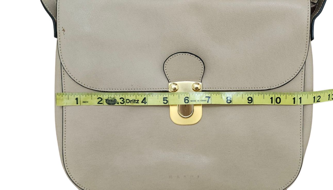 Marni Marni Beige Leather Pushlock Saddle Shoulder Crossbody Bag Size ONE SIZE - 16 Thumbnail