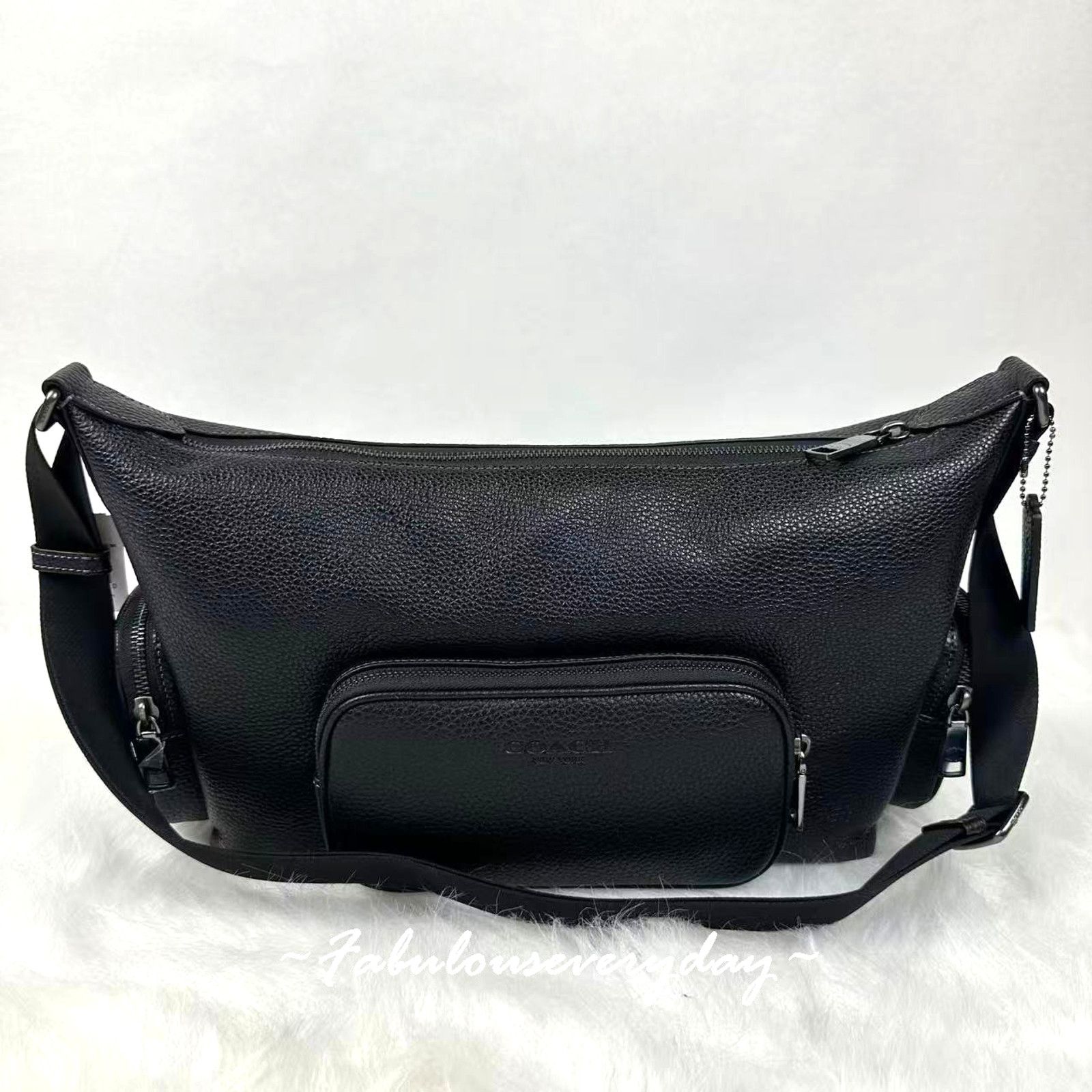 Coach Coach Men's Finn Crossbody Bag Pockets Leather/Silver/Black Size ONE SIZE - 1 Thumbnail