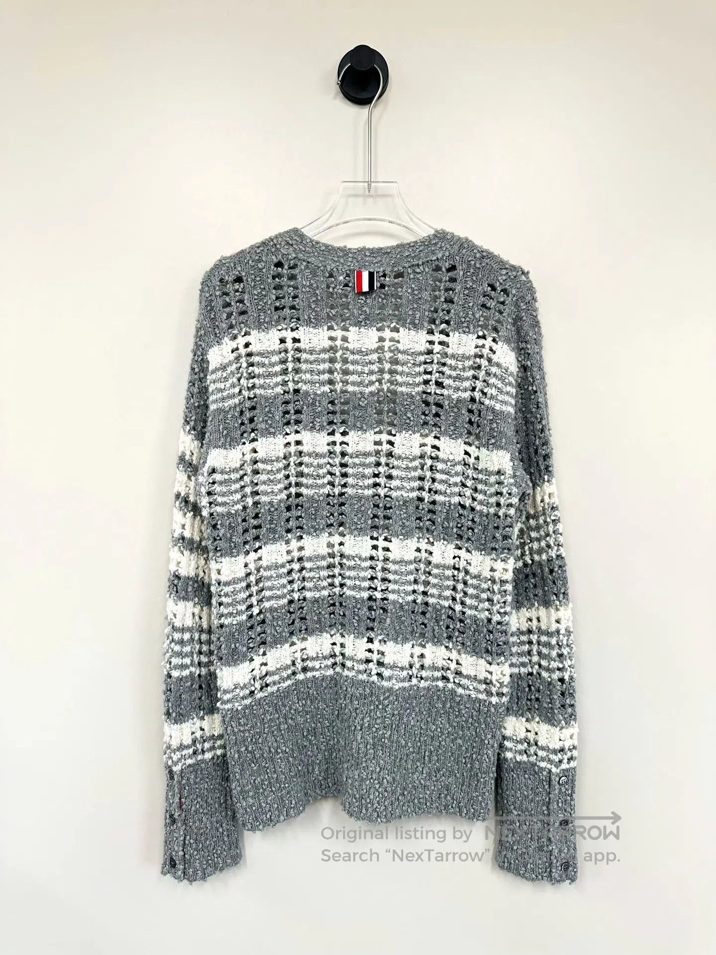 Thom Browne Thom Browne Gray and White Color Blocked Striped Knit Card Size S / US 4 / IT 40 - 2 Thumbnail