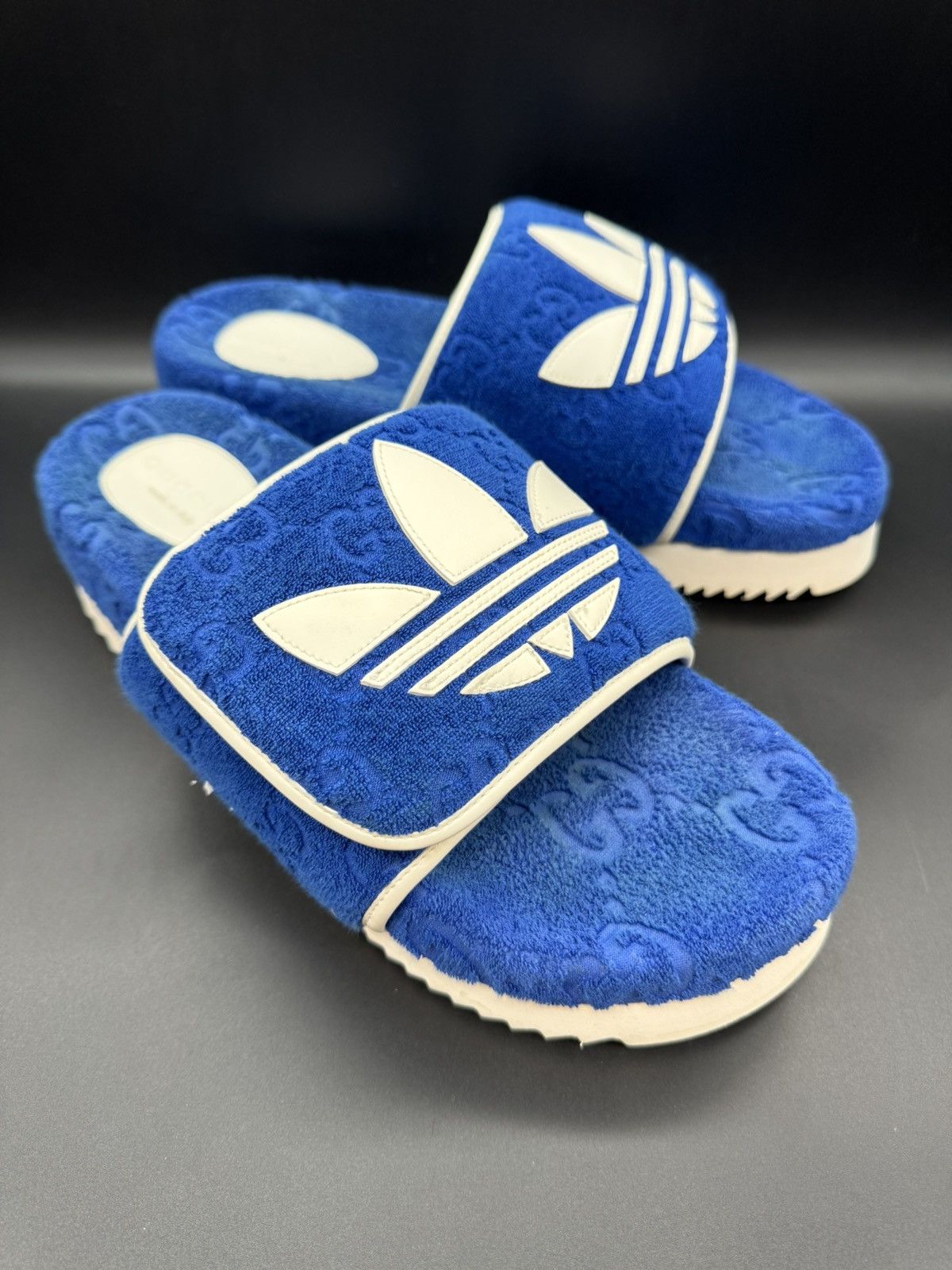 Adidas × Gucci Gucci x Adidas Magic Sponge Platform Slide Blue/White Size US 12 / EU 45 - 1 Thumbnail