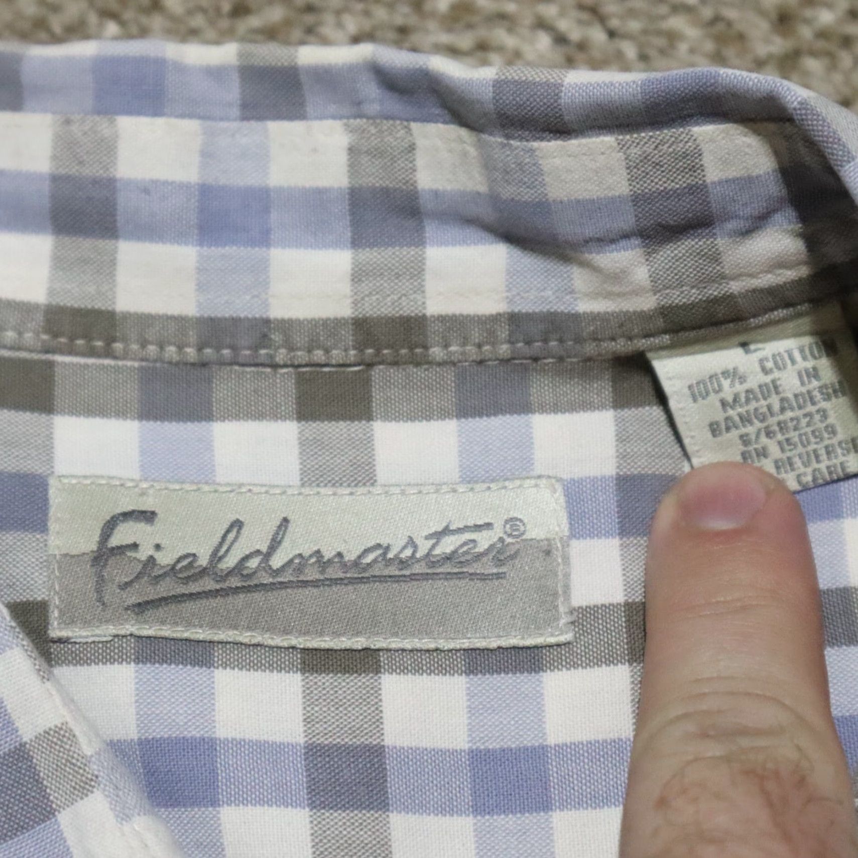 Vintage Fieldmaster Shirt Blue Large L 100% Cotton Plaid Button-Down Short Sleeve Mens Size US L / EU 52-54 / 3 - 2 Thumbnail