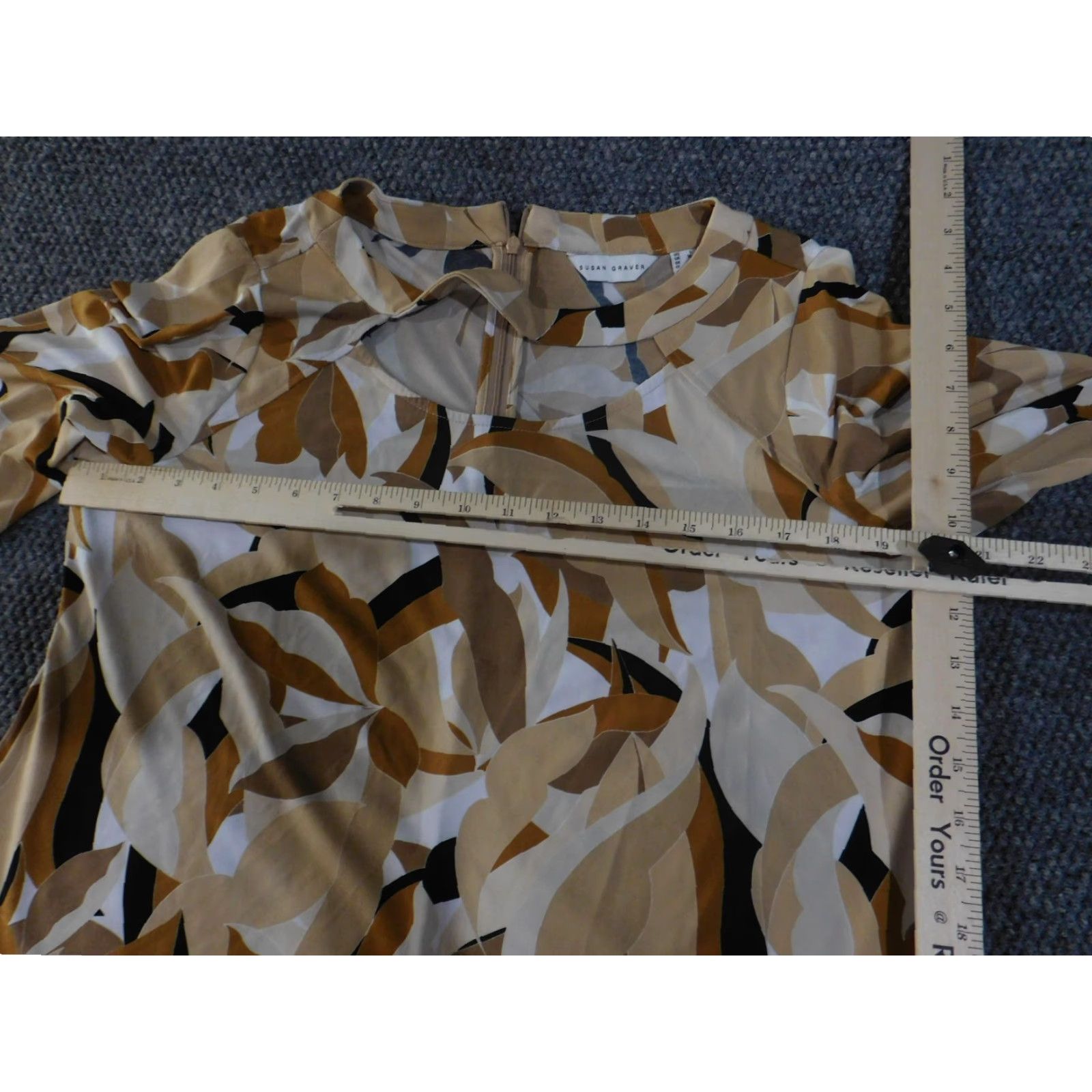 Vintage Susan Graver Shirt Womens Large Leaf Print 3/4 Sleeve Pullover Top Blouse Size L / US 10 / IT 46 - 6 Thumbnail