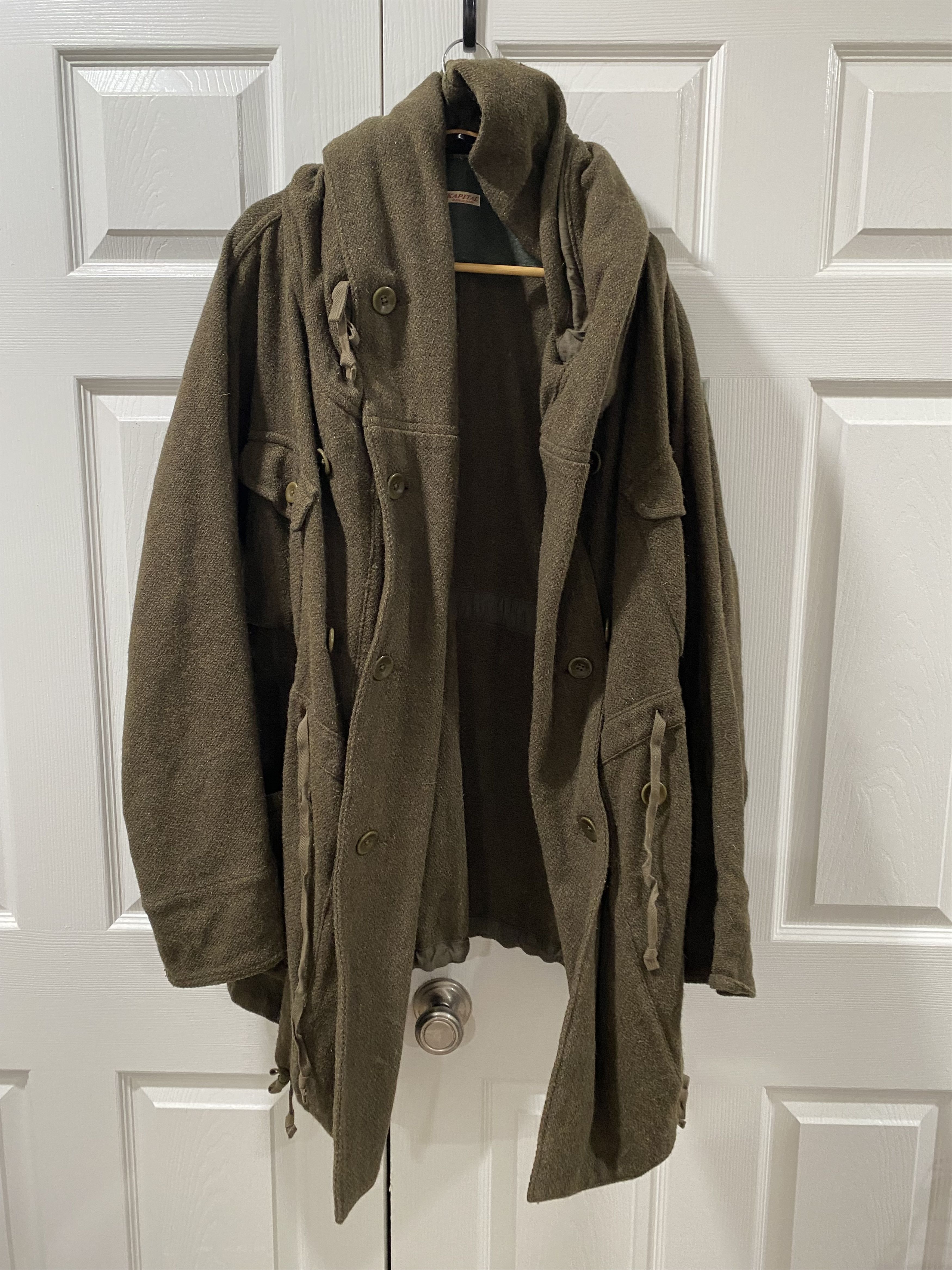 Green, wool ring coat