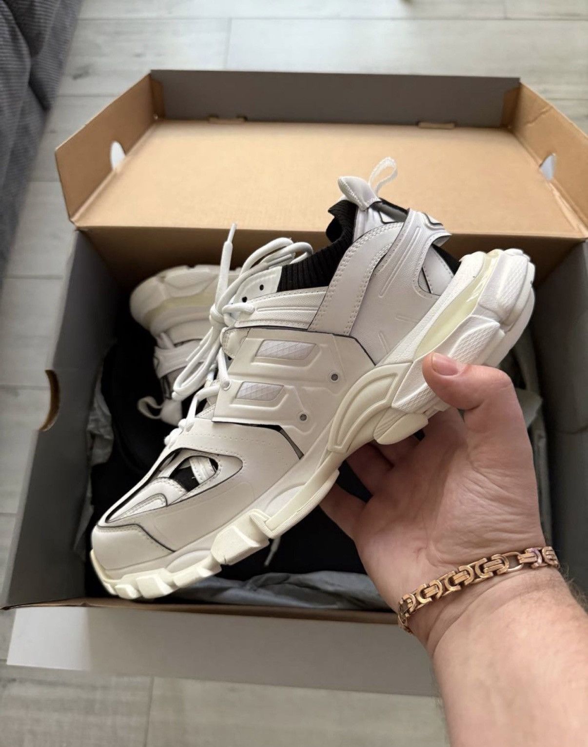 Balenciaga Balenciaga Track Sock White Black Size US 9 / EU 42 - 2 Thumbnail